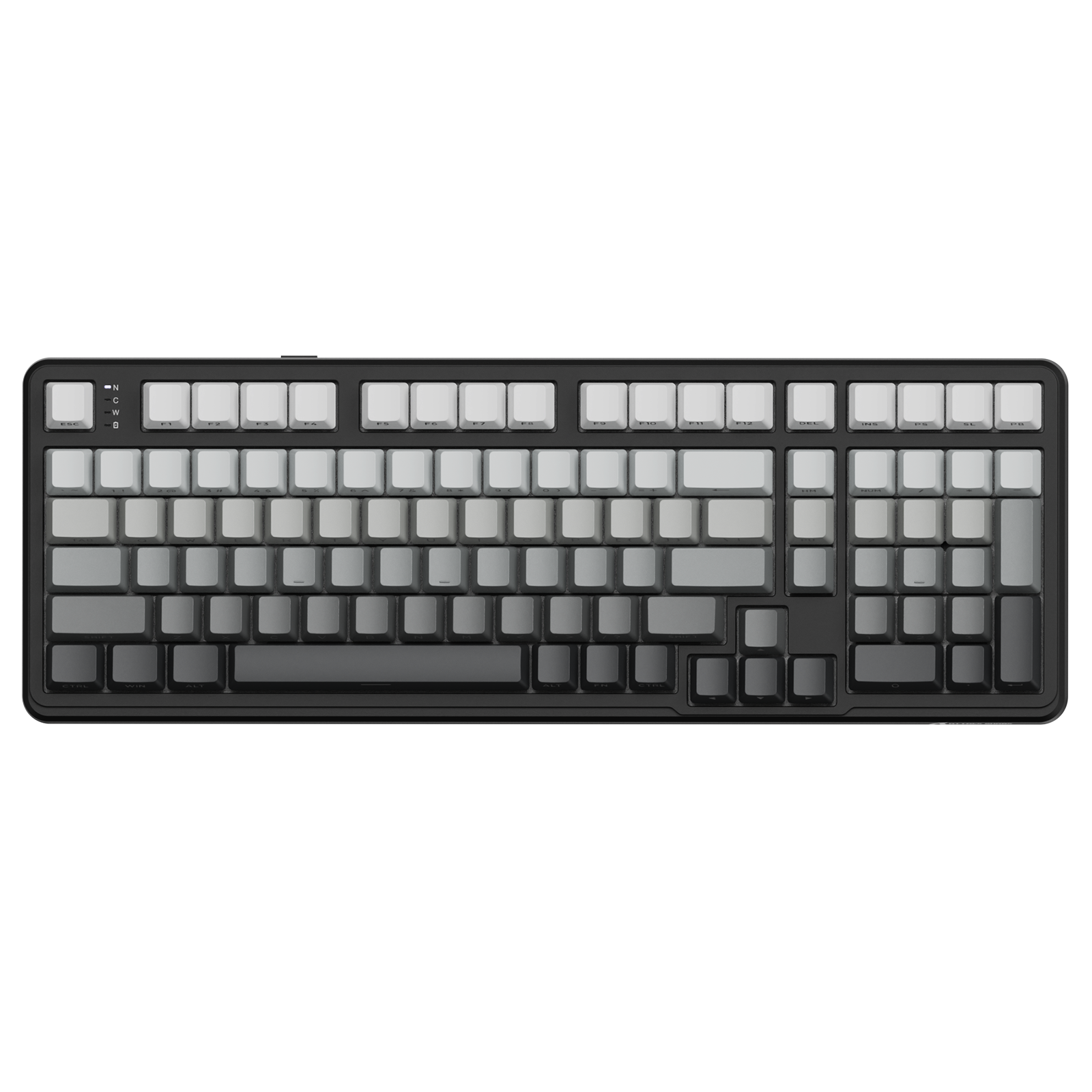 ATTACK SHARK X98 full-size wireless mechanical keyboard with gradient gray keycaps and black housing.