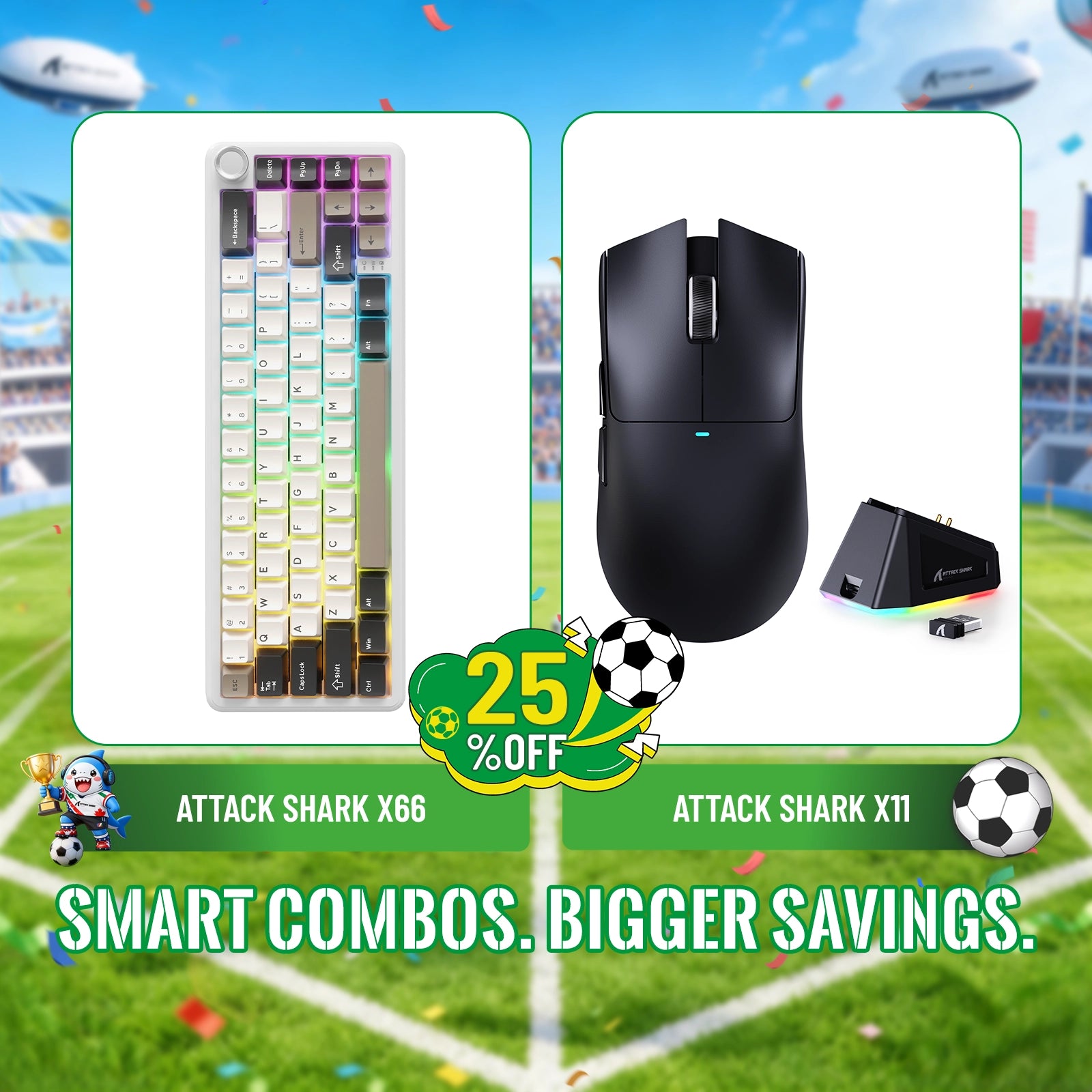 ATTACK SHARK X66 Wireless Mechanical Keyboard + X11 Wireless Gaming Mouse Bundle