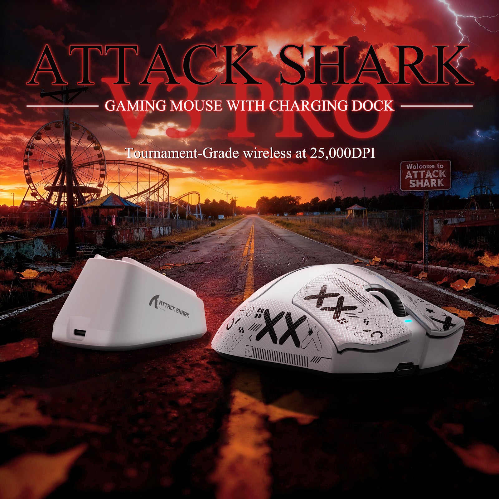 ATTACK SHARK V3PRO Ultra-Light Tri-Mode Gaming Mouse with Charging Dock