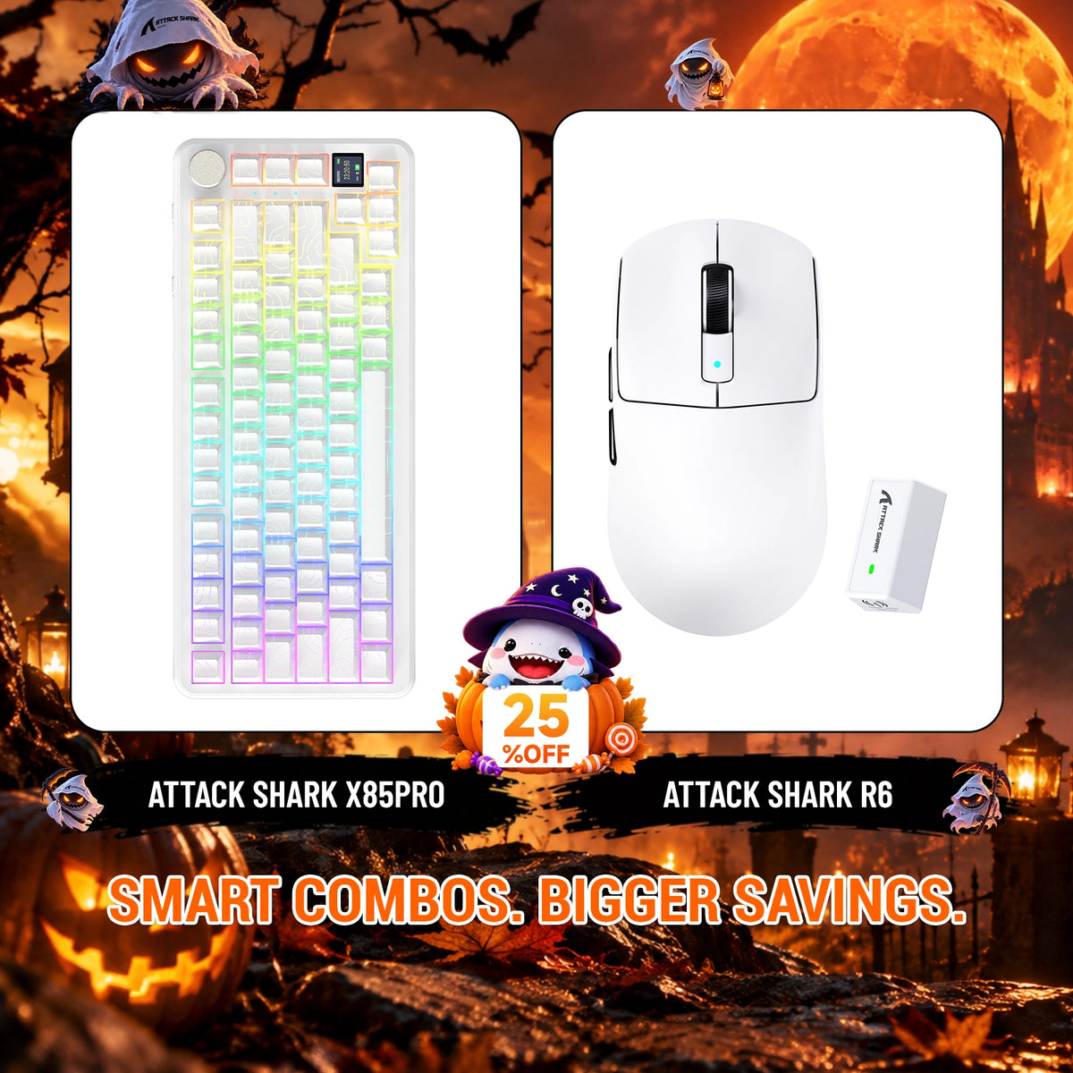 ATTACK SHARK X85 PRO Tri-mode Gasket Mechanical Keyboard + R6 Wireless Gaming Mouse Bundle