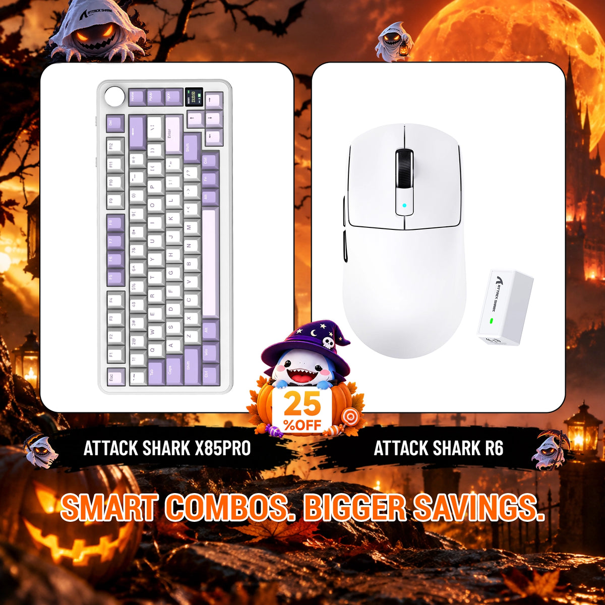 ATTACK SHARK X85 PRO Tri-mode Gasket Mechanical Keyboard + R6 Wireless Gaming Mouse Bundle