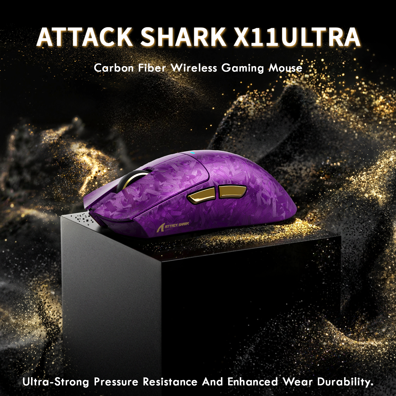 ATTACK SHARK X11 ULTRA Carbon Fiber Wireless Gaming Mouse With C06 Ultra LED Cable