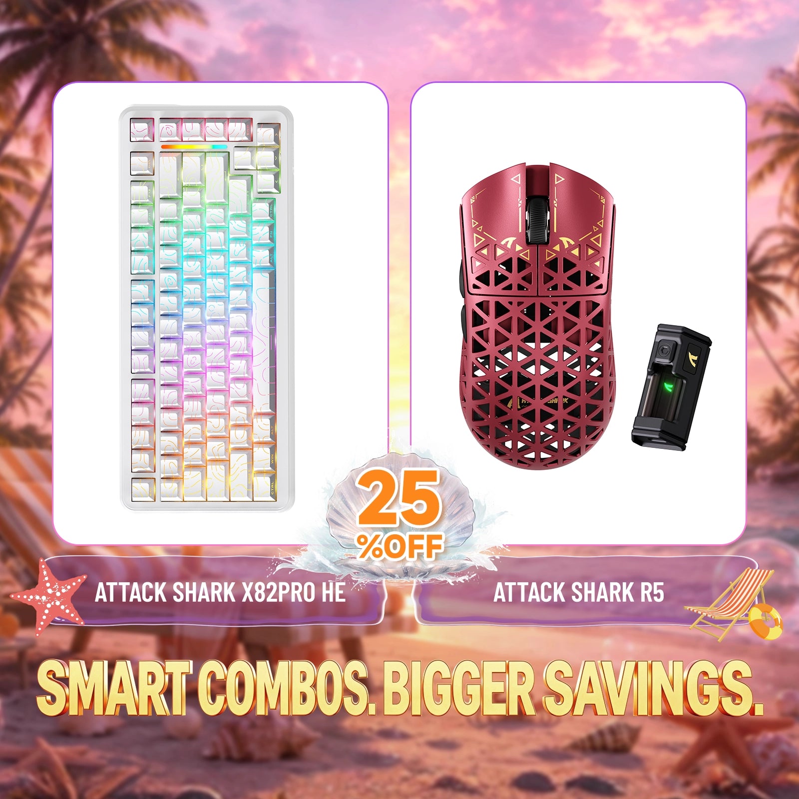 ATTACK SHARK X82PRO HE Rapid Trigger Keyboard + R5 Carbon Fiber Wireless Gaming Mouse Bundle