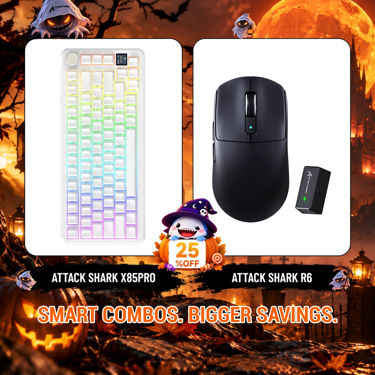 ATTACK SHARK X85 PRO Tri-mode Gasket Mechanical Keyboard + R6 Wireless Gaming Mouse Bundle