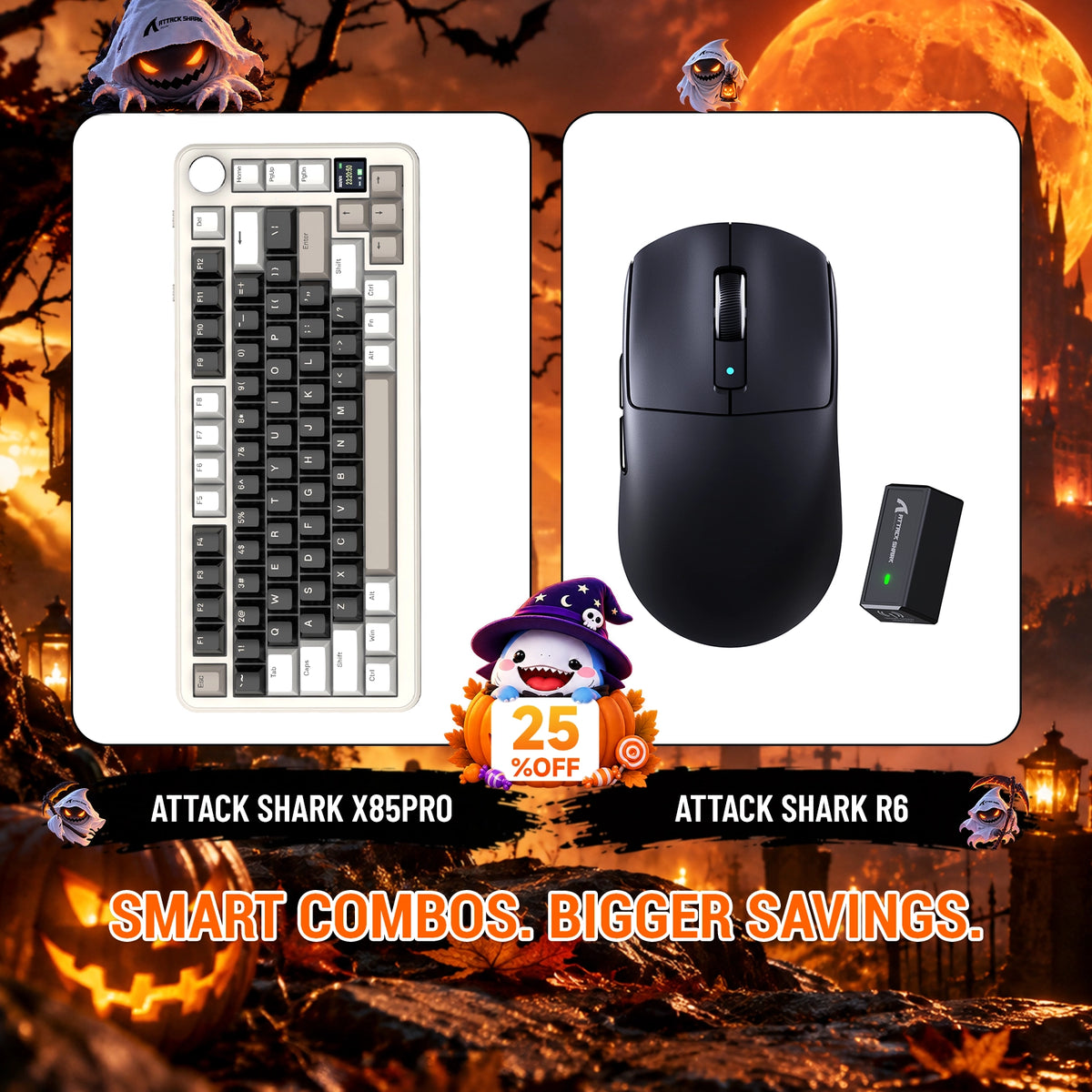 ATTACK SHARK X85 PRO Tri-mode Gasket Mechanical Keyboard + R6 Wireless Gaming Mouse Bundle
