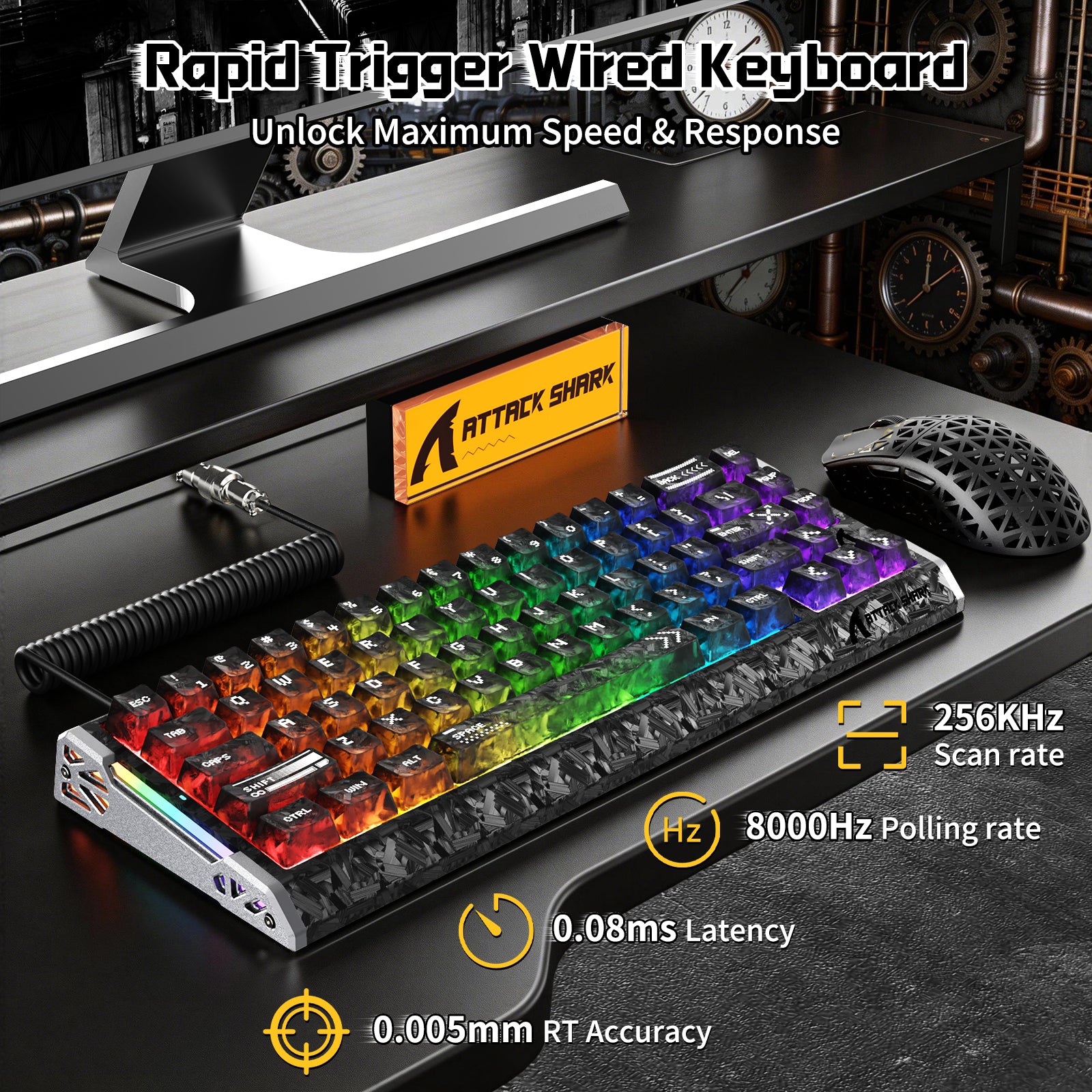 ATTACK SHARK R68 HE & R5 ULTRA Carbon Fiber Gaming Bundle With C01 ULTRA Coiled Cable