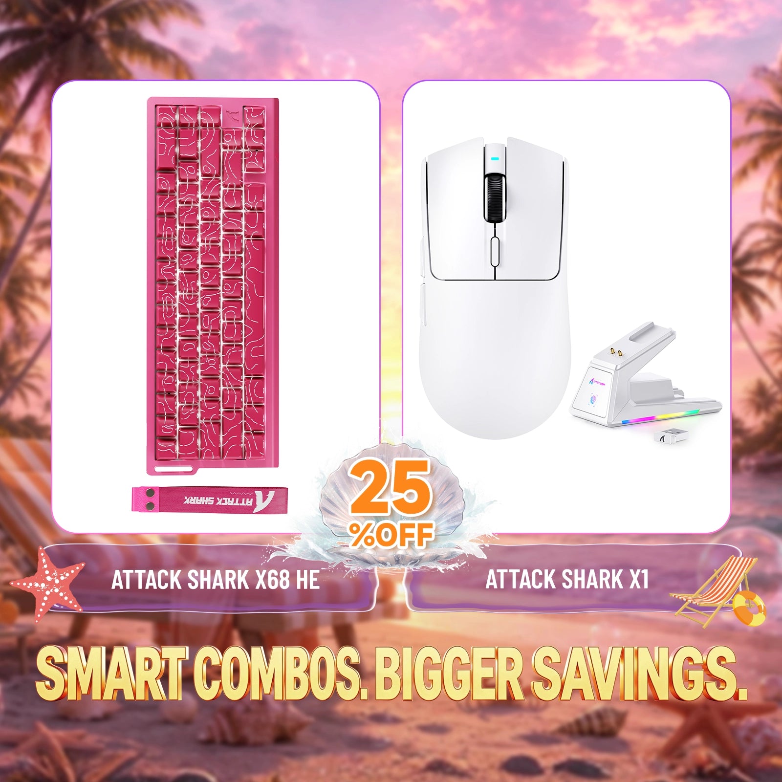 ATTACK SHARK X68HE Rapid Trigger Keyboard + X1 Wireless Gaming Mouse Bundle