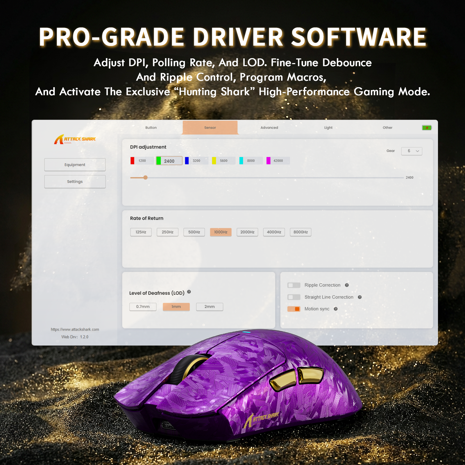 ATTACK SHARK X11 ULTRA Carbon Fiber Wireless Gaming Mouse With C06 Ultra LED Cable