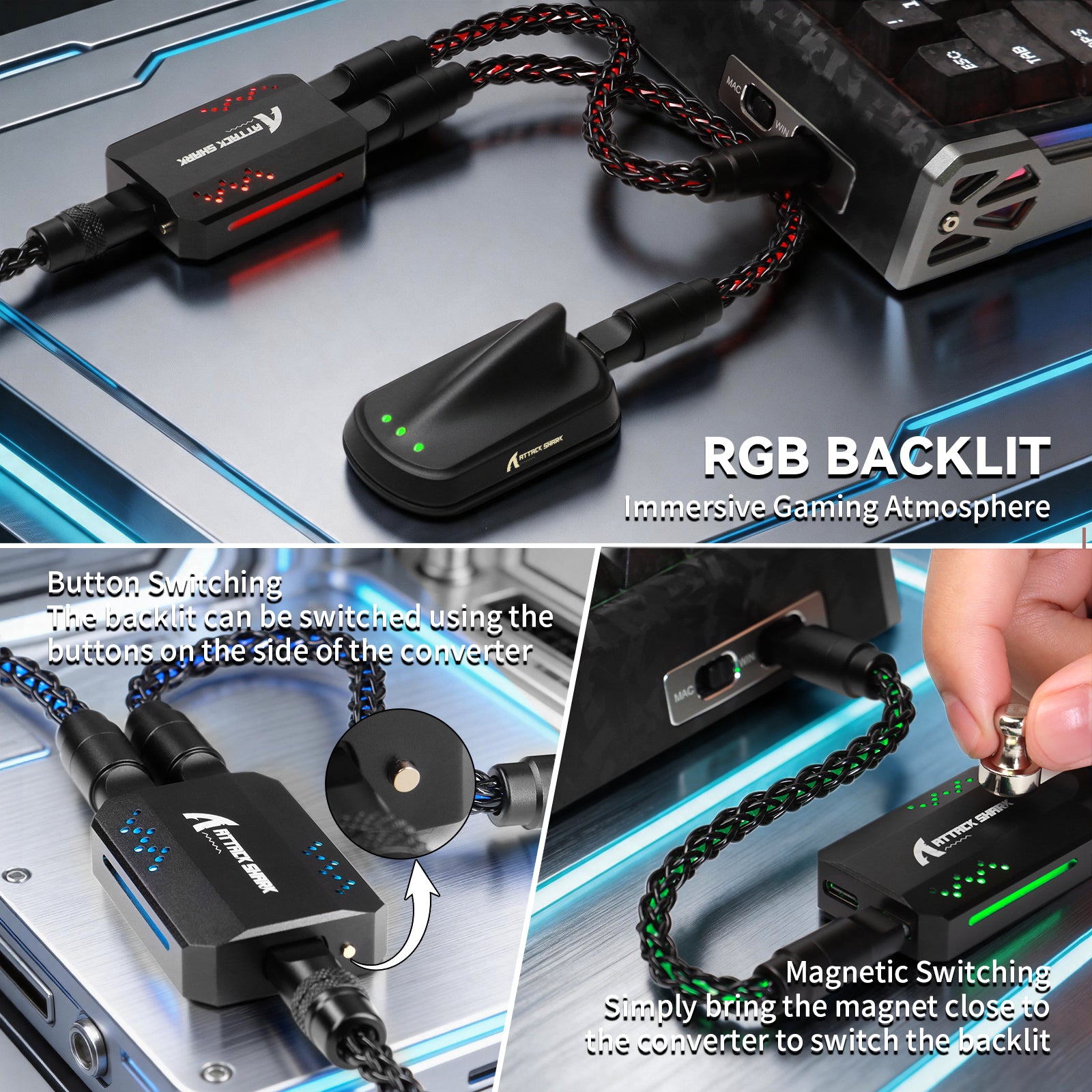 ATTACK SHARK C07 PRO 2-In 1 Type C Cable for 8KHz Gaming Keyboard/Mouse