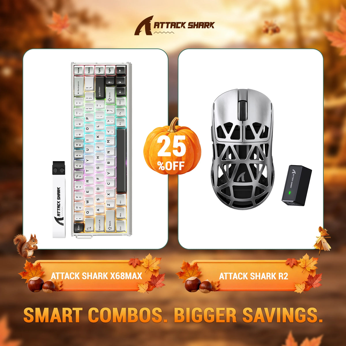 ATTACK SHARK X68 MAX HE Rapid Trigger Aluminum Keyboard + R2 Magnesium Alloy Wireless Gaming Mouse Bundle