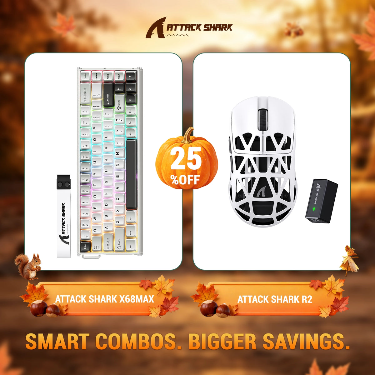 ATTACK SHARK X68 MAX HE Rapid Trigger Aluminum Keyboard + R2 Magnesium Alloy Wireless Gaming Mouse Bundle