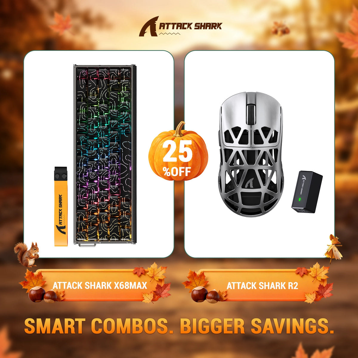 ATTACK SHARK X68 MAX HE Rapid Trigger Aluminum Keyboard + R2 Magnesium Alloy Wireless Gaming Mouse Bundle