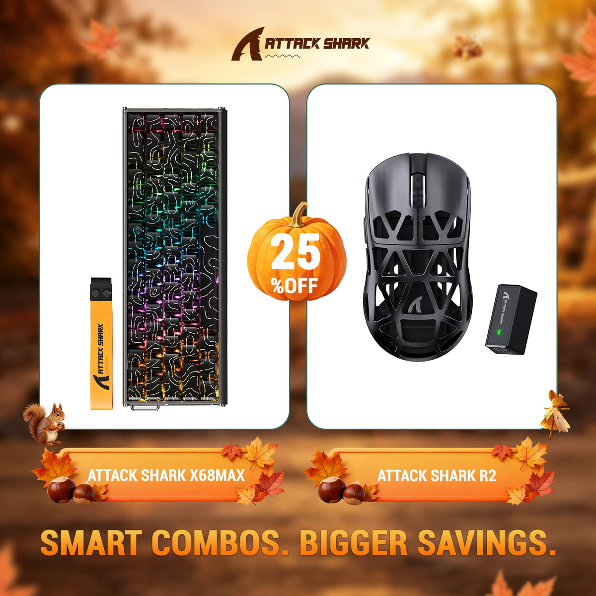 ATTACK SHARK X68 MAX HE Rapid Trigger Aluminum Keyboard + R2 Magnesium Alloy Wireless Gaming Mouse Bundle