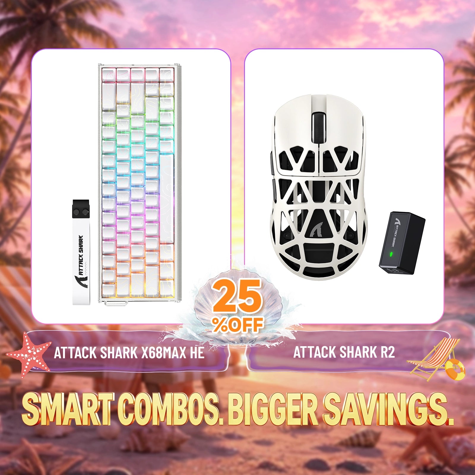 ATTACK SHARK X68MAX HE Rapid Trigger Aluminum Keyboard + R2 Magnesium Alloy Wireless Gaming Mouse Bundle