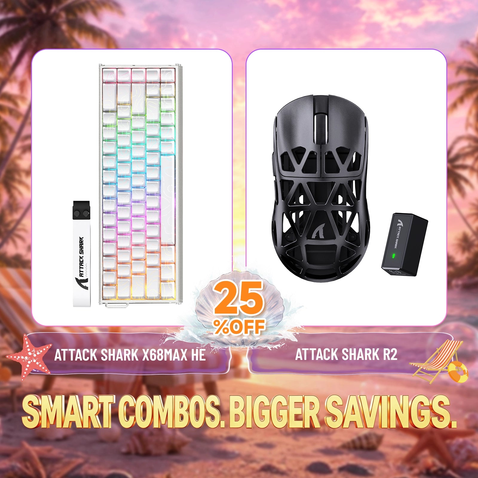 ATTACK SHARK X68MAX HE Rapid Trigger Aluminum Keyboard + R2 Magnesium Alloy Wireless Gaming Mouse Bundle