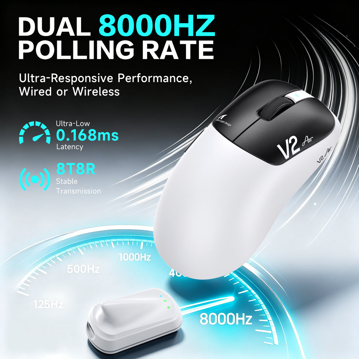 ATTACK SHARK V2 AIR PAW3955MAX Ergonomic Wireless Gaming Mouse with C06 Ultra Cable