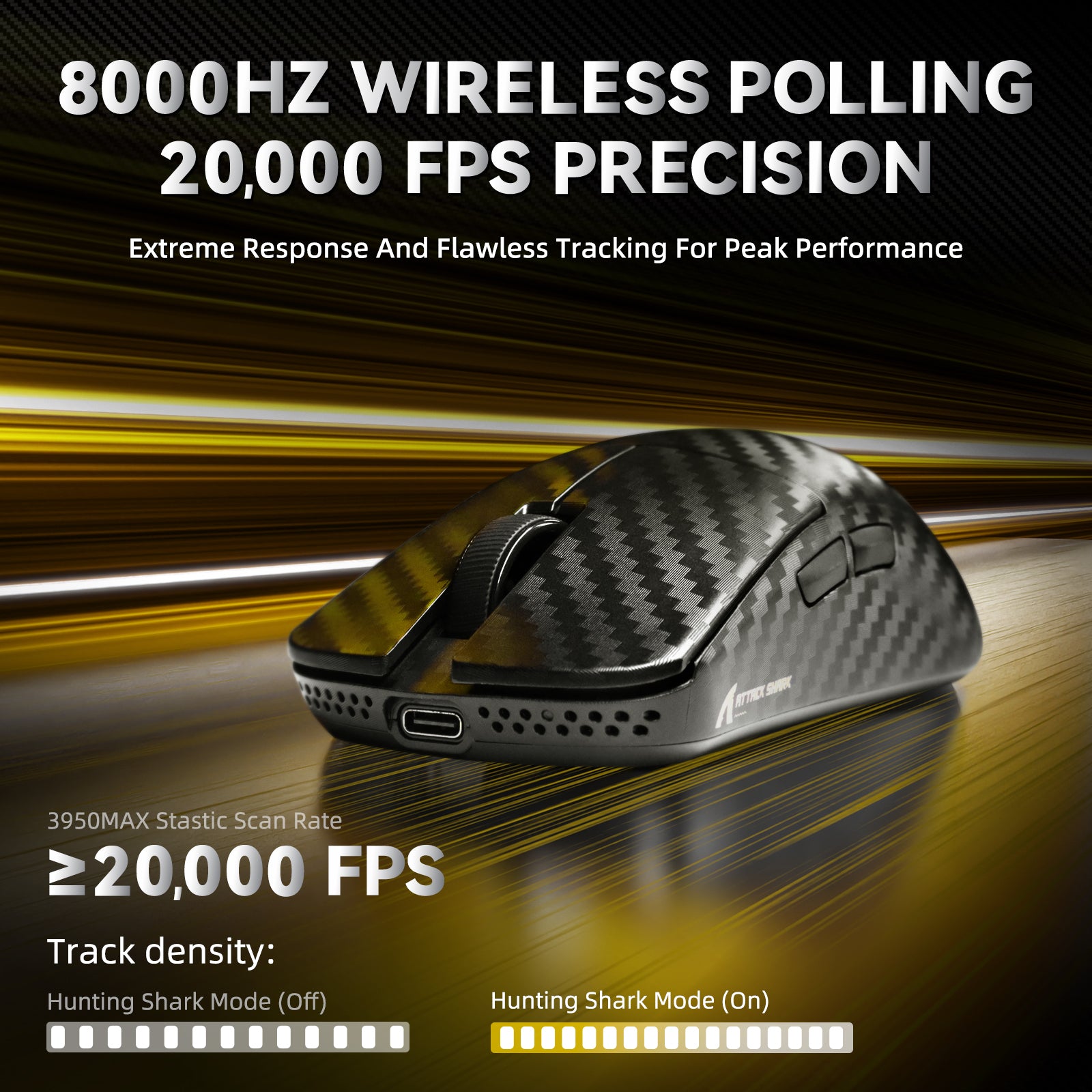 ATTACK SHARK R11 ULTRA Carbon Fiber Wireless 8K PAW3950MAX Gaming Mouse