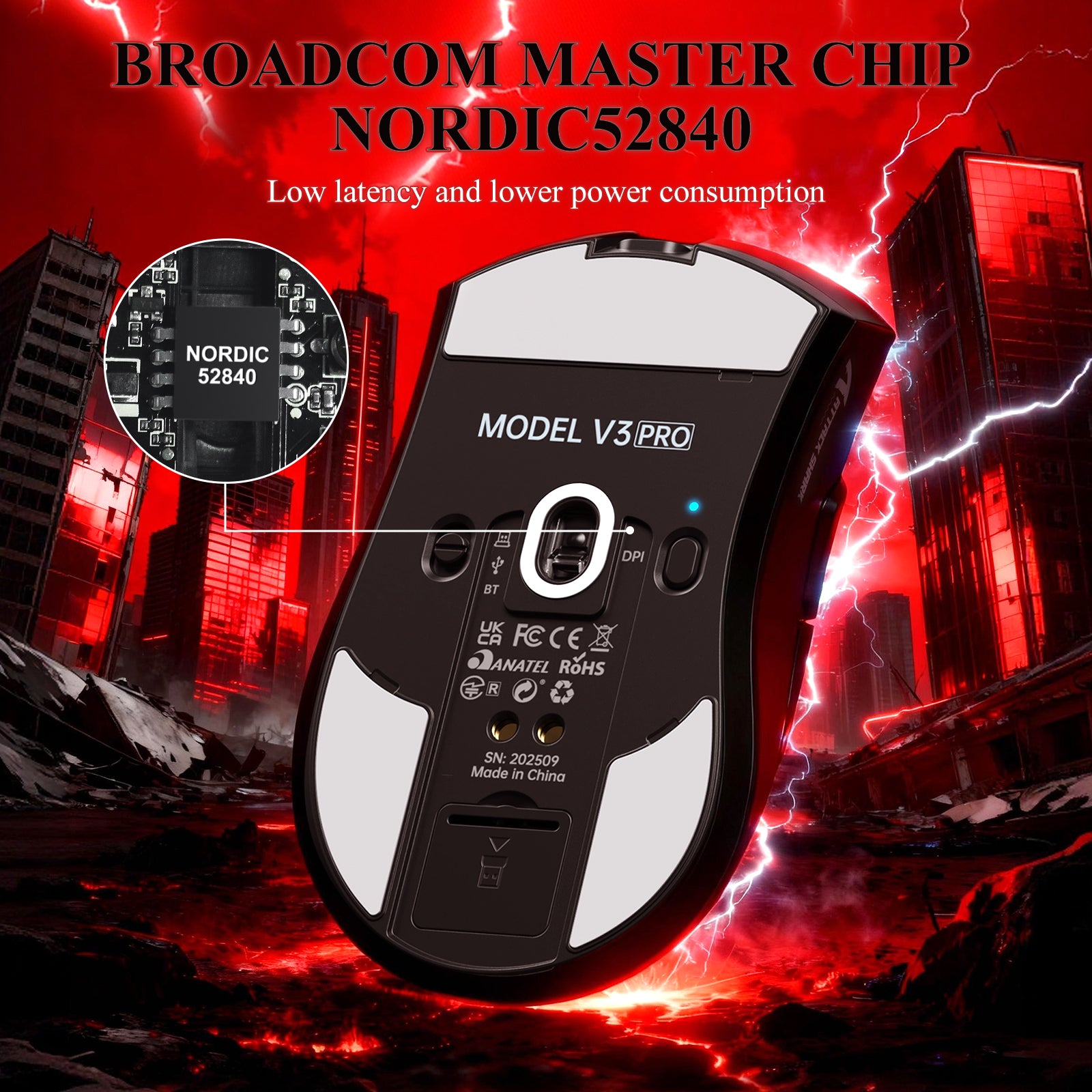 ATTACK SHARK V3PRO Ultra-Light Tri-Mode Gaming Mouse with Charging Dock
