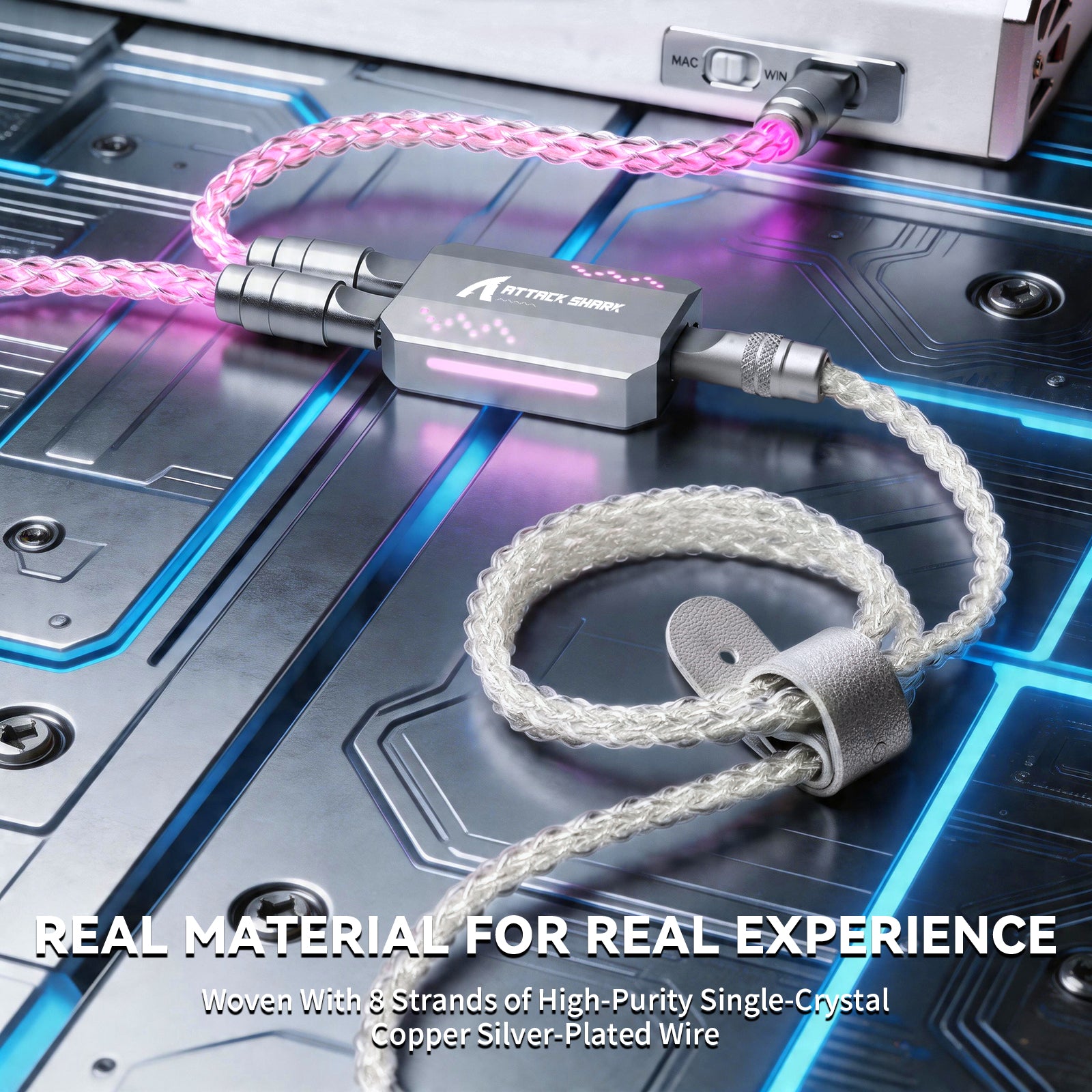 ATTACK SHARK C07 PRO 2-In 1 Type C Cable for 8KHz Gaming Keyboard/Mouse