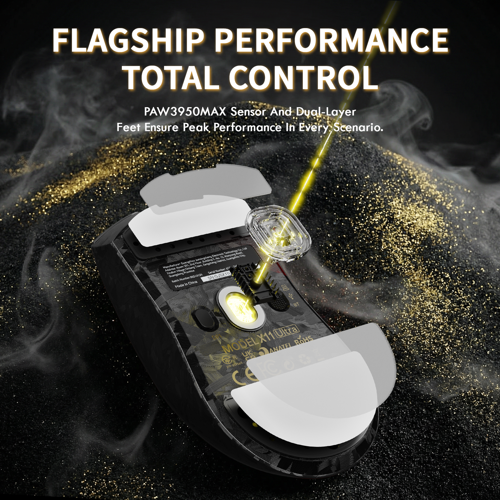 ATTACK SHARK X11 ULTRA Carbon Fiber Wireless Gaming Mouse With C06 Ultra LED Cable