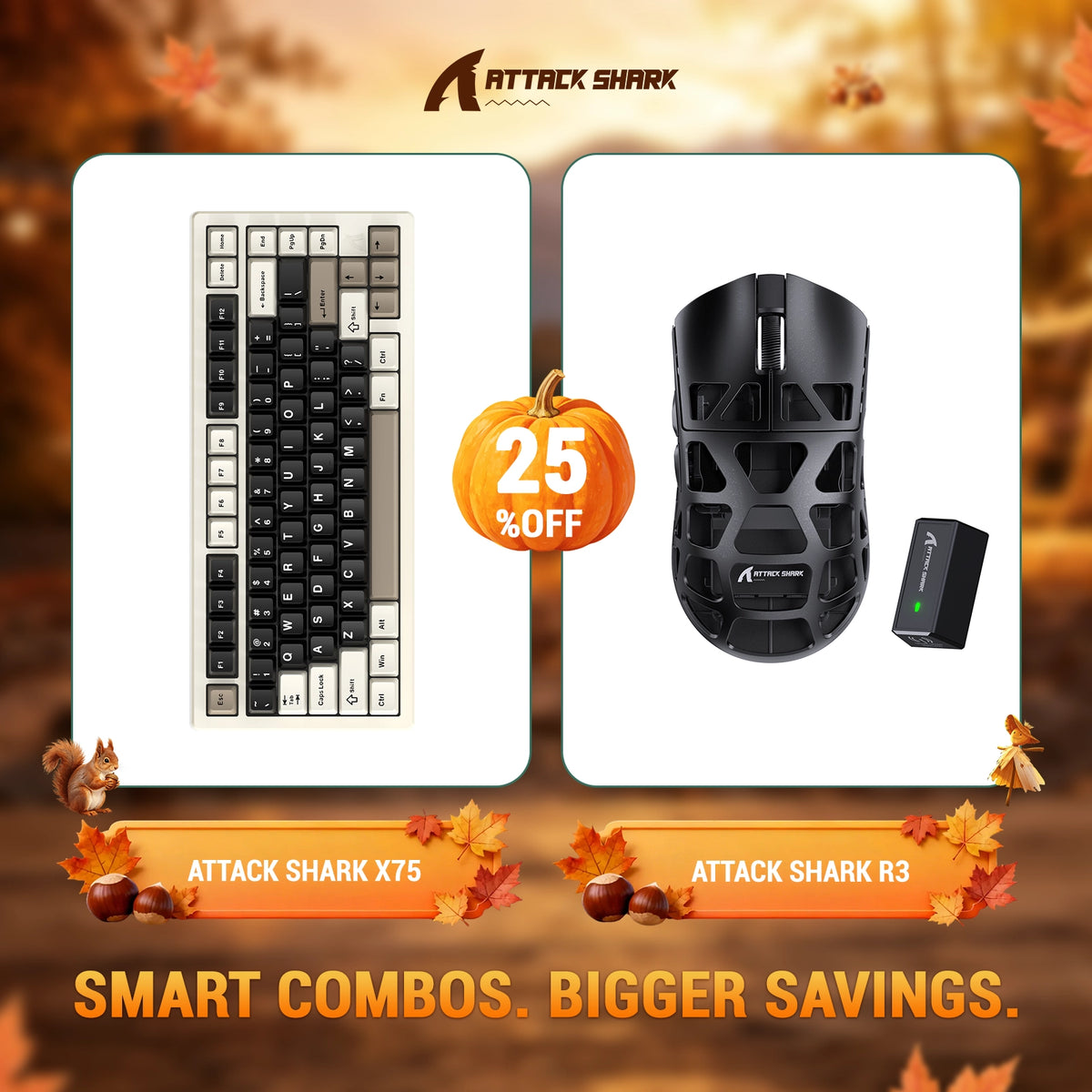 ATTACK SHARK X75 Full Aluminum Keyboard + R3 Magnesium Alloy Gaming Mouse Bundle