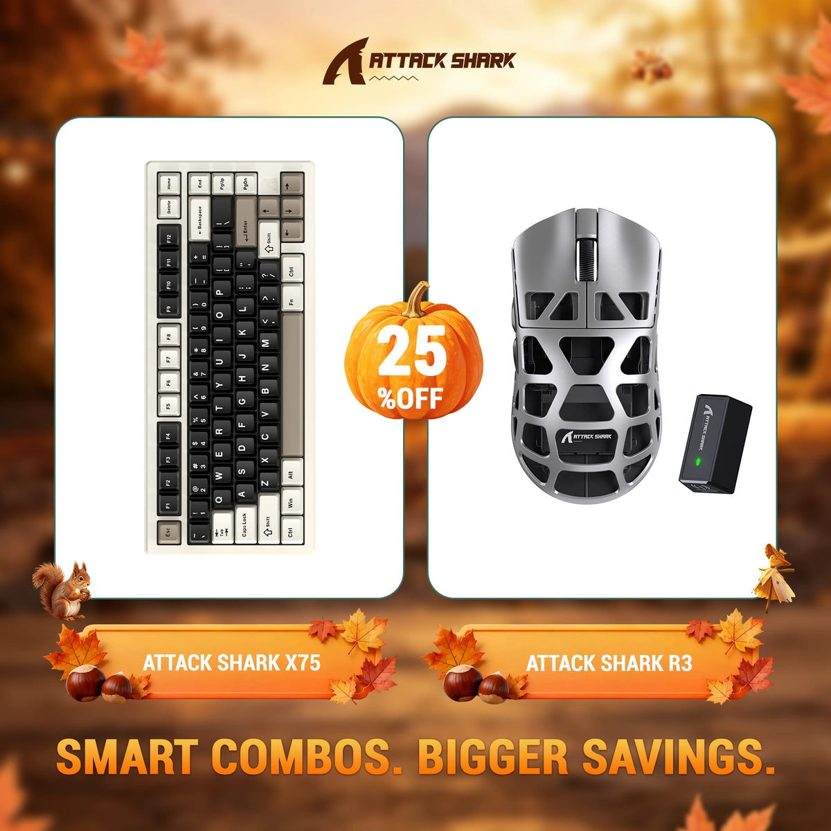 ATTACK SHARK X75 Full Aluminum Keyboard + R3 Magnesium Alloy Gaming Mouse Bundle