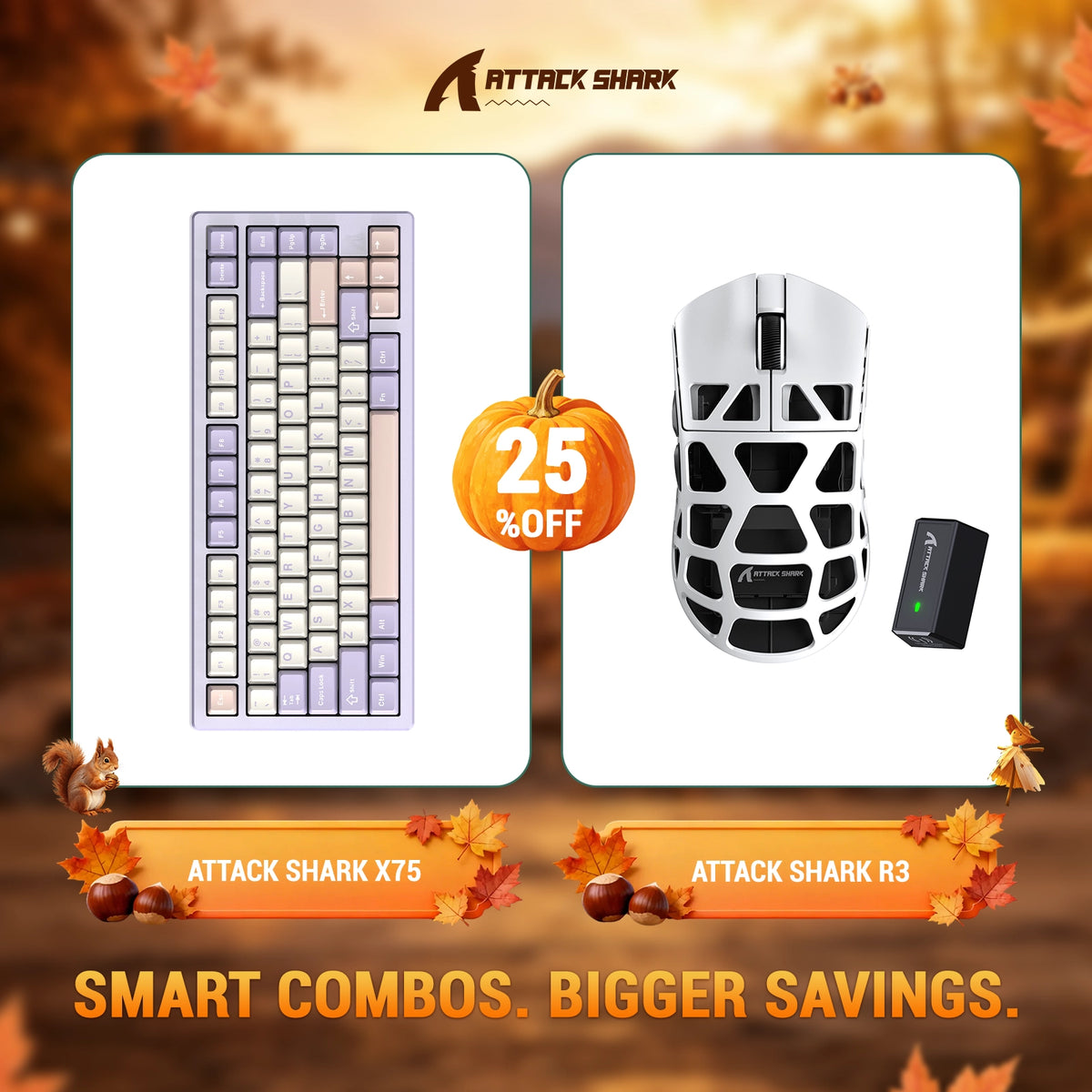 ATTACK SHARK X75 Full Aluminum Keyboard + R3 Magnesium Alloy Gaming Mouse Bundle