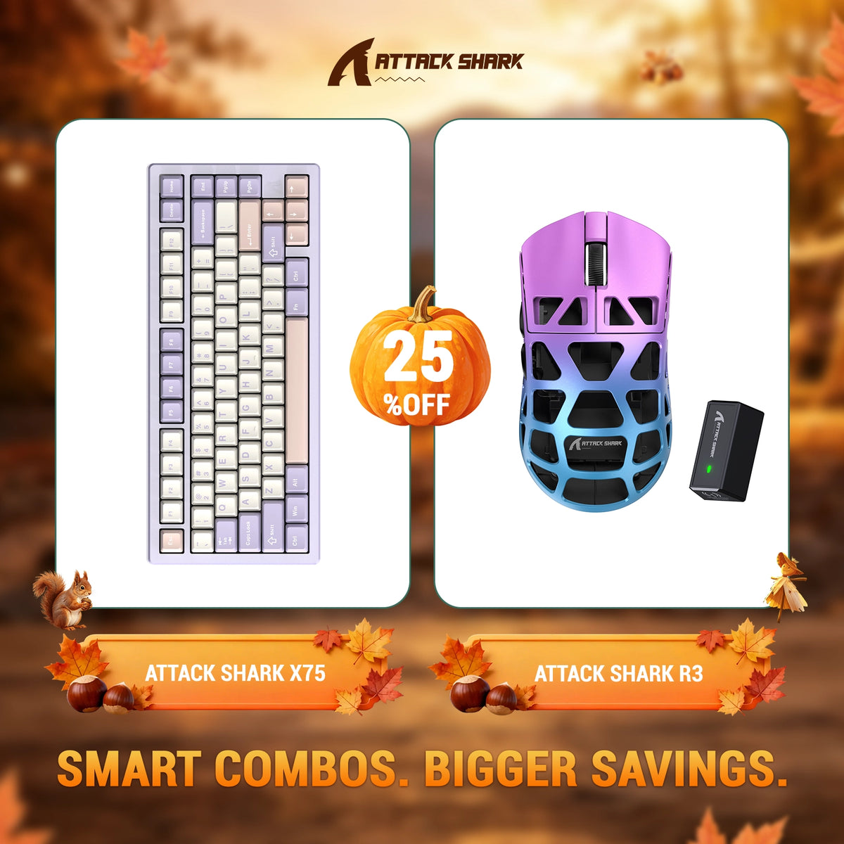 ATTACK SHARK X75 Full Aluminum Keyboard + R3 Magnesium Alloy Gaming Mouse Bundle