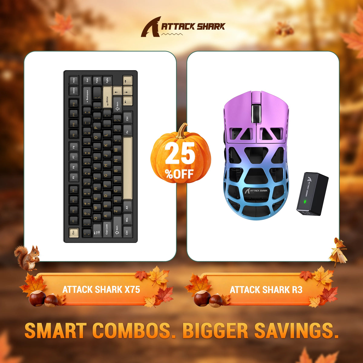 ATTACK SHARK X75 Full Aluminum Keyboard + R3 Magnesium Alloy Gaming Mouse Bundle
