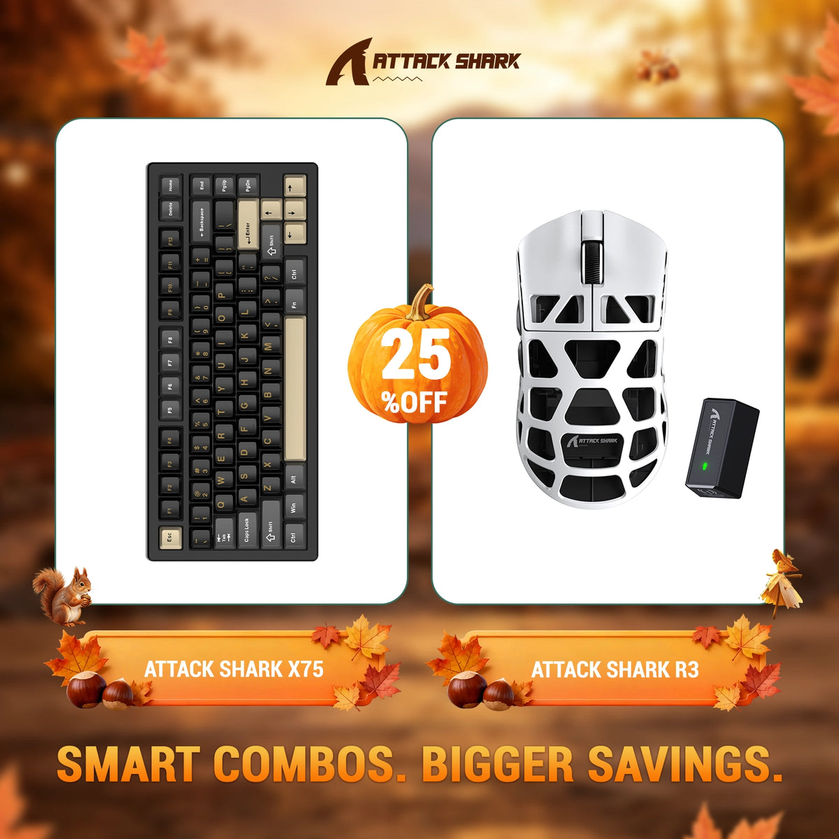 ATTACK SHARK X75 Full Aluminum Keyboard + R3 Magnesium Alloy Gaming Mouse Bundle