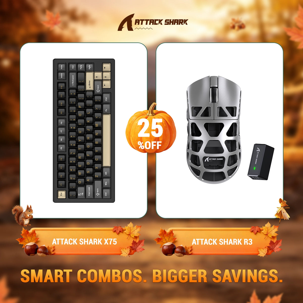 ATTACK SHARK X75 Full Aluminum Keyboard + R3 Magnesium Alloy Gaming Mouse Bundle