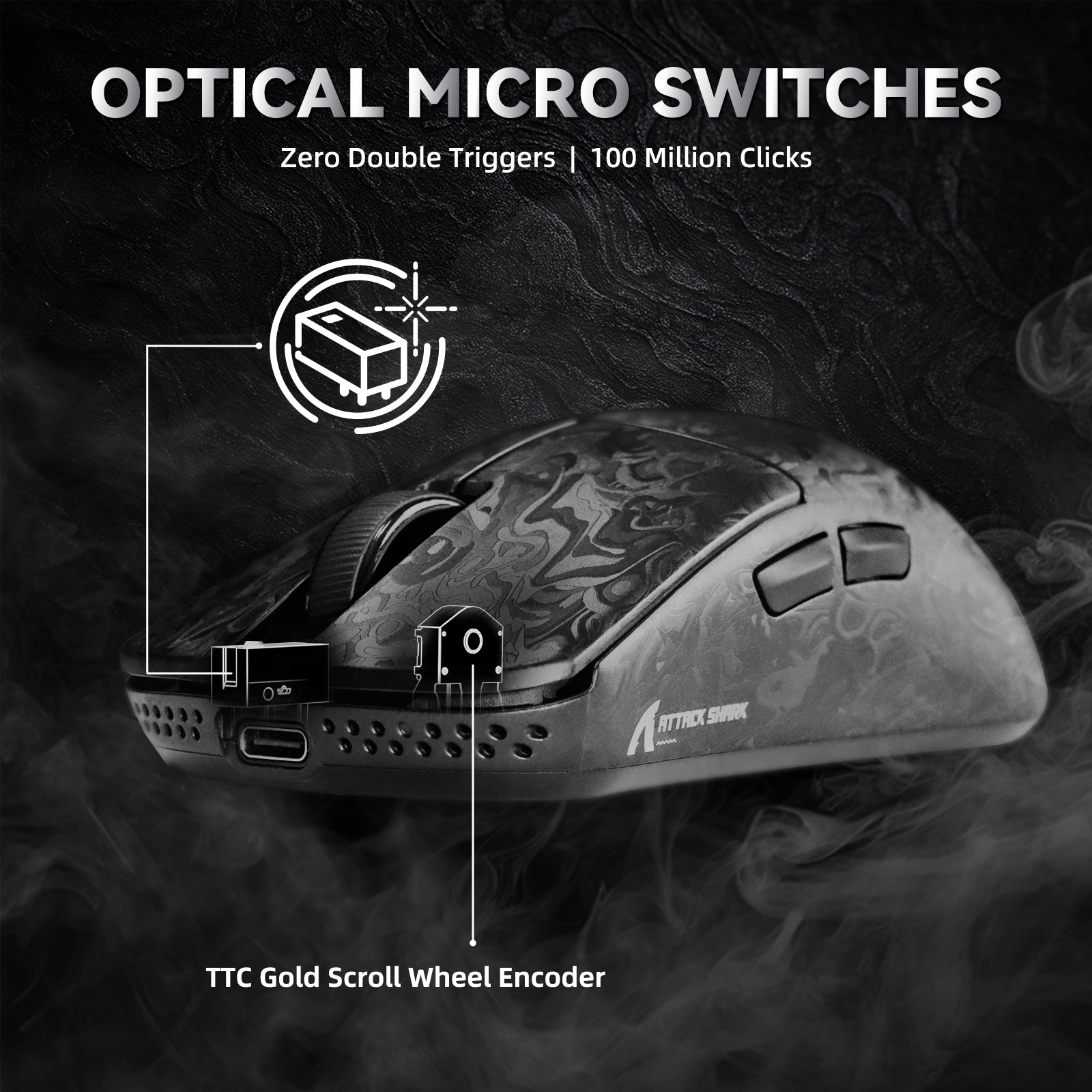 ATTACK SHARK R11 ULTRA Carbon Fiber Wireless 8K PAW3950MAX Gaming Mouse