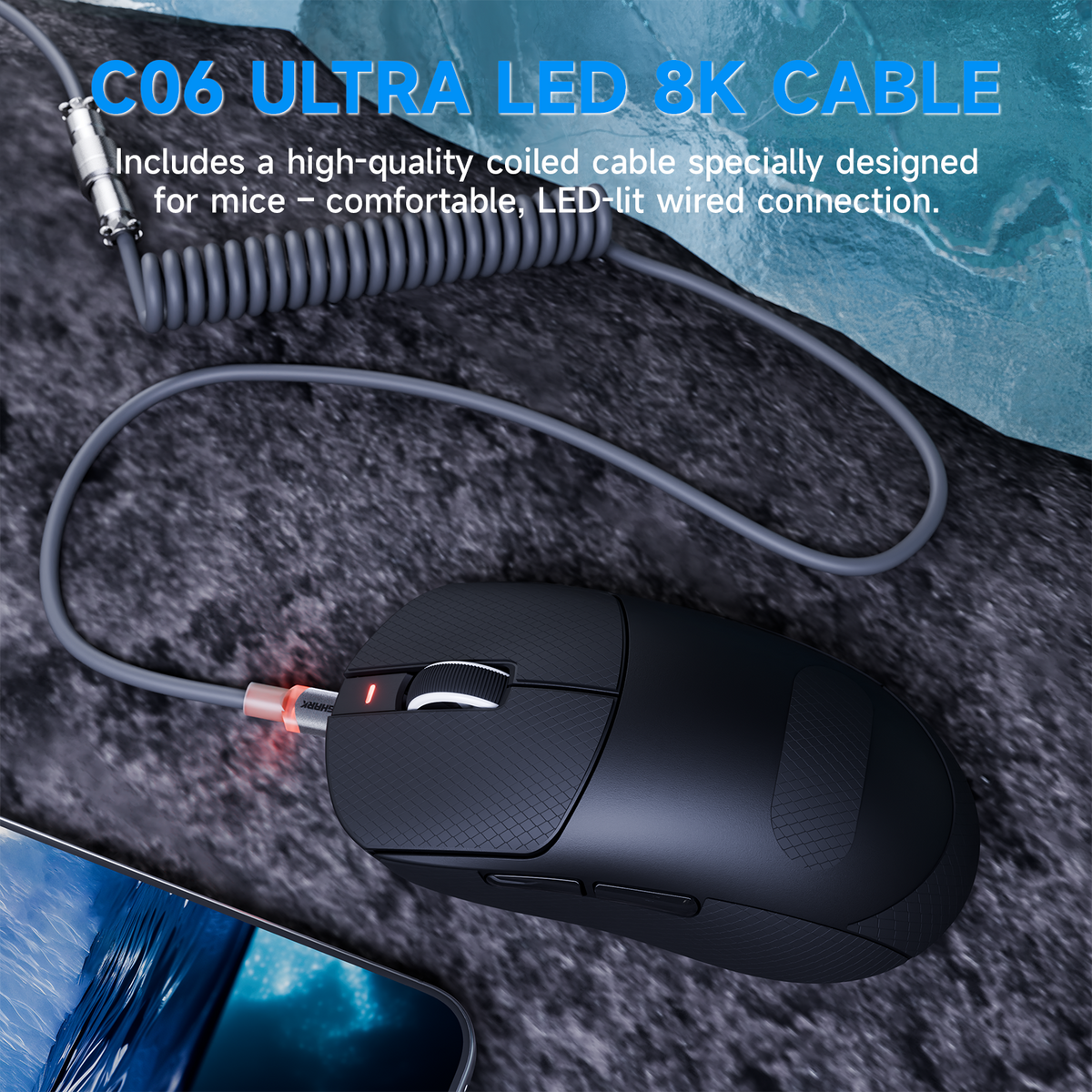 ATTACK SHARK X8 PLUS Tri-mode Wireless Gaming Mouse With C06 ULTRA Cable