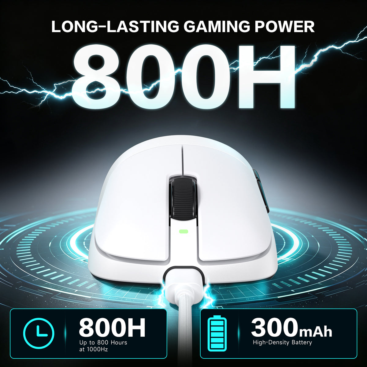 ATTACK SHARK V2 AIR PAW3955MAX Ergonomic Wireless Gaming Mouse with C06 Ultra Cable