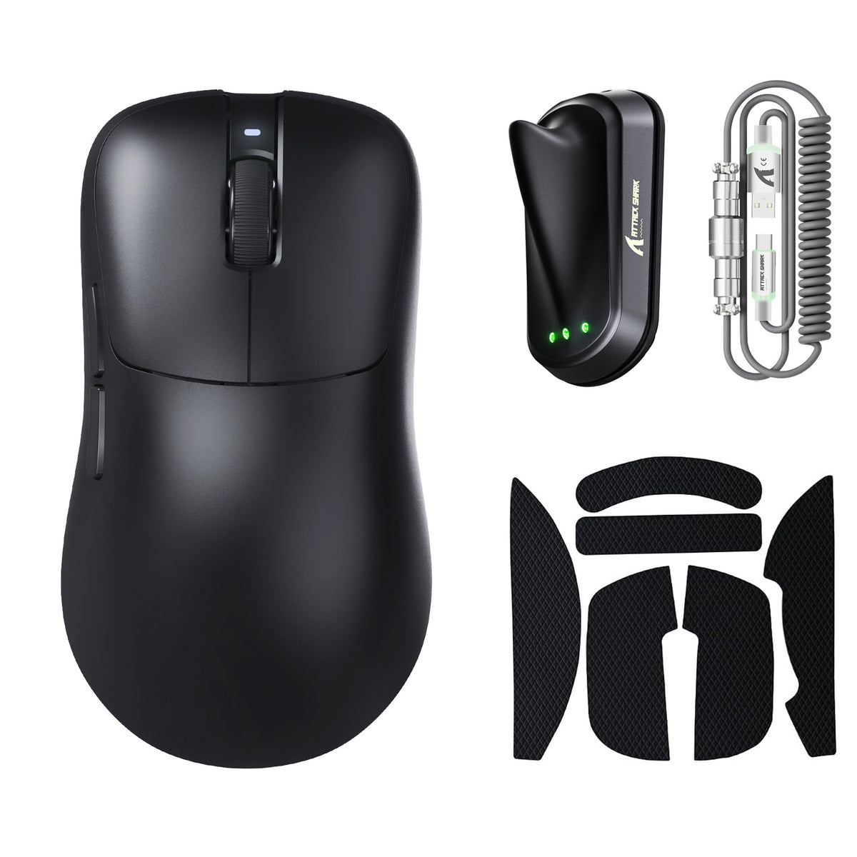 ATTACK SHARK V2 AIR PAW3955MAX Ergonomic Wireless Gaming Mouse with C06 Ultra Cable