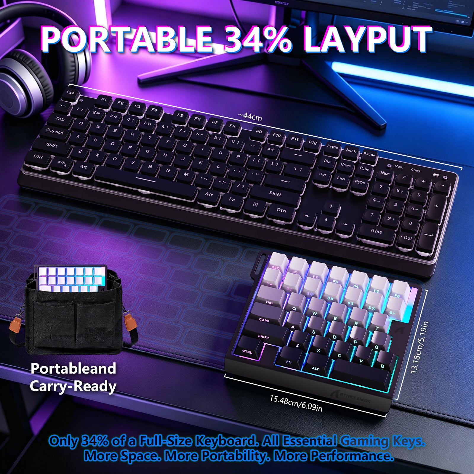 ATTACK SHARK M36 HE One-Handed Magnetic Switch Keyboard & C01 ULTRA LED Aviator Cable