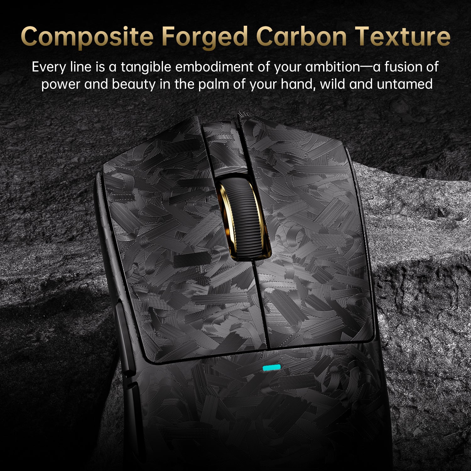 ATTACK SHARK X11 ULTRA carbon fiber wireless gaming mouse with 8K dock and gold accents