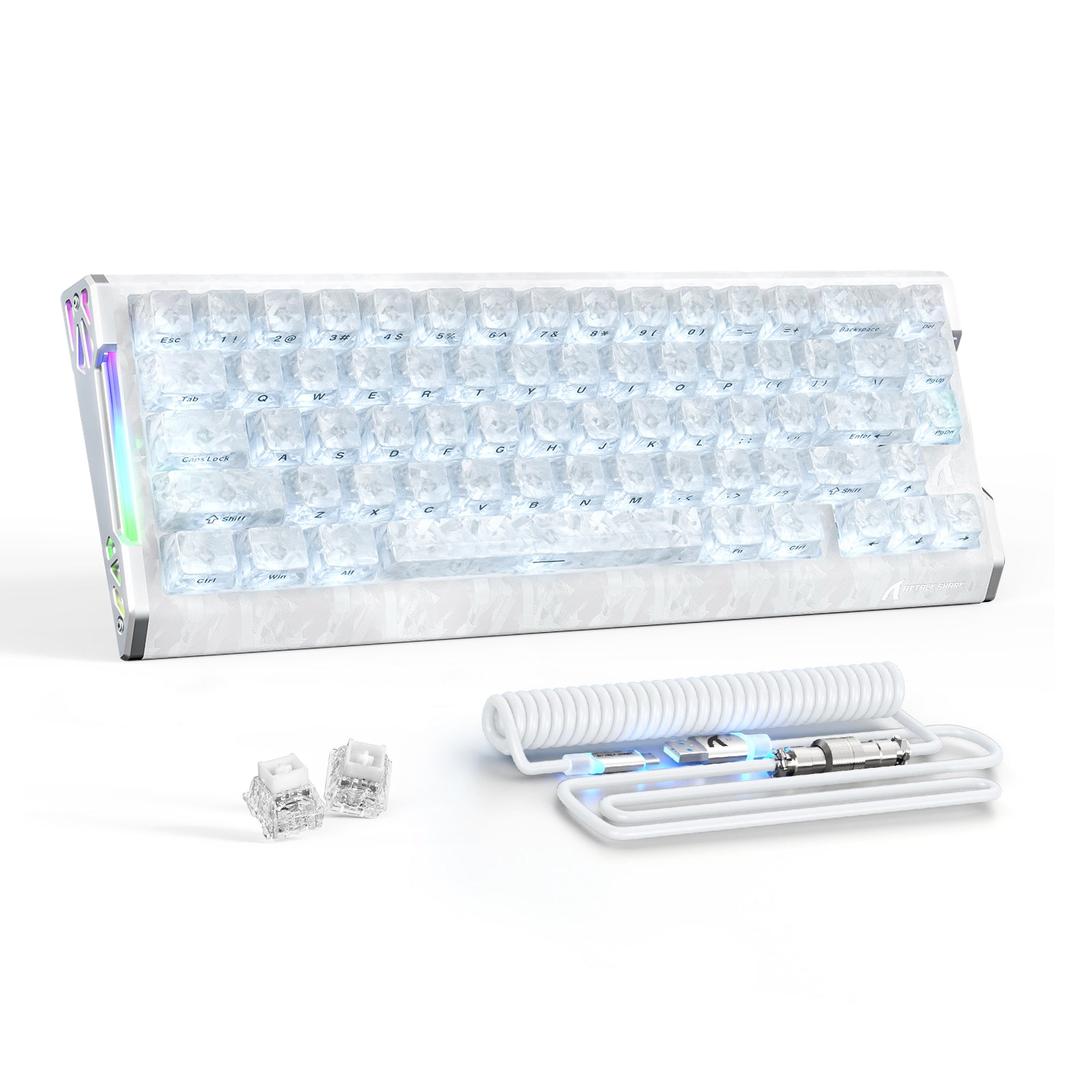 ATTACK SHARK R68 HE Carbon Fiber Wired Rapid Trigger Magnetic Switch Keyboard With C01 Ultra RGB Coiled Cable