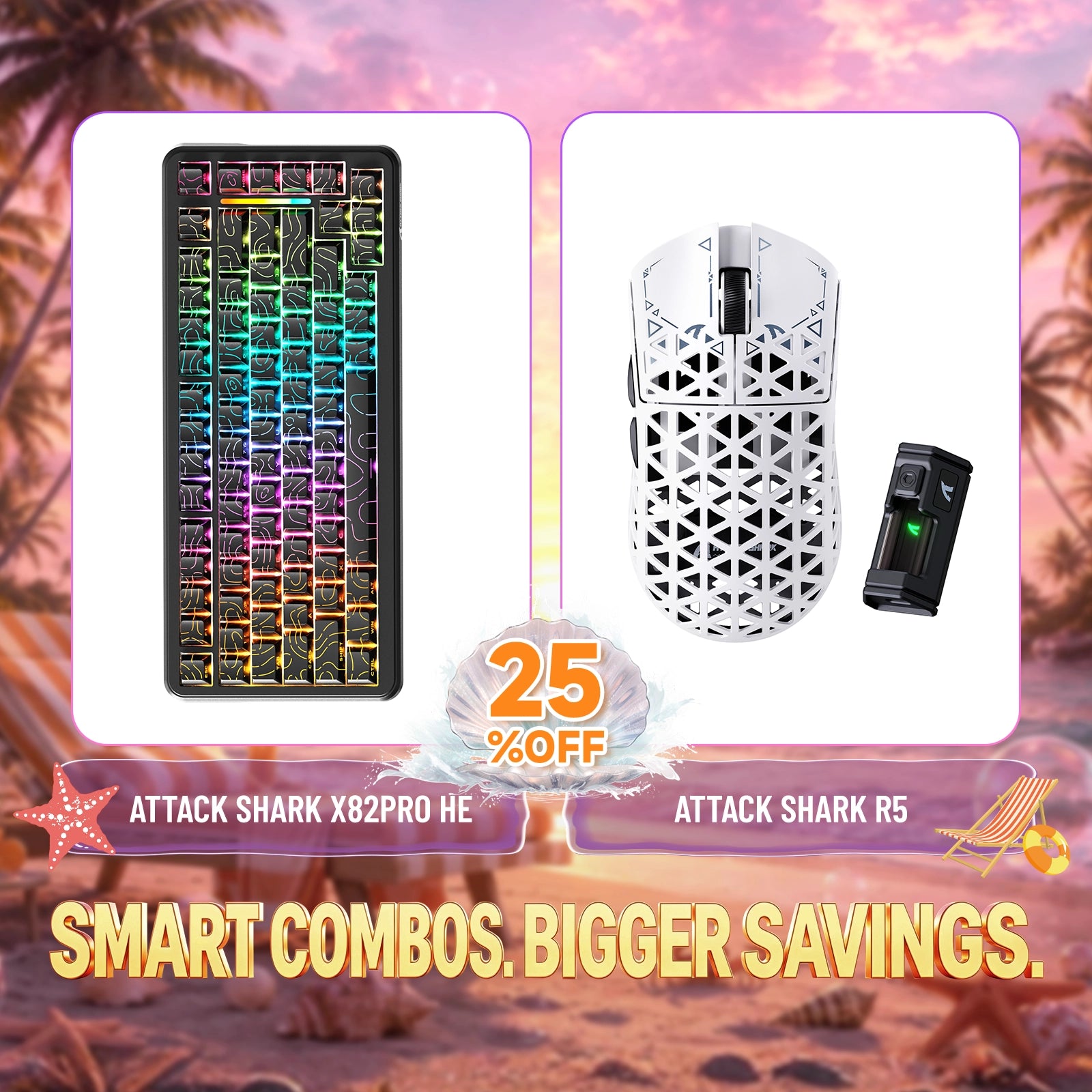 ATTACK SHARK X82PRO HE rapid trigger keyboard and R5 carbon fiber wireless mouse bundle