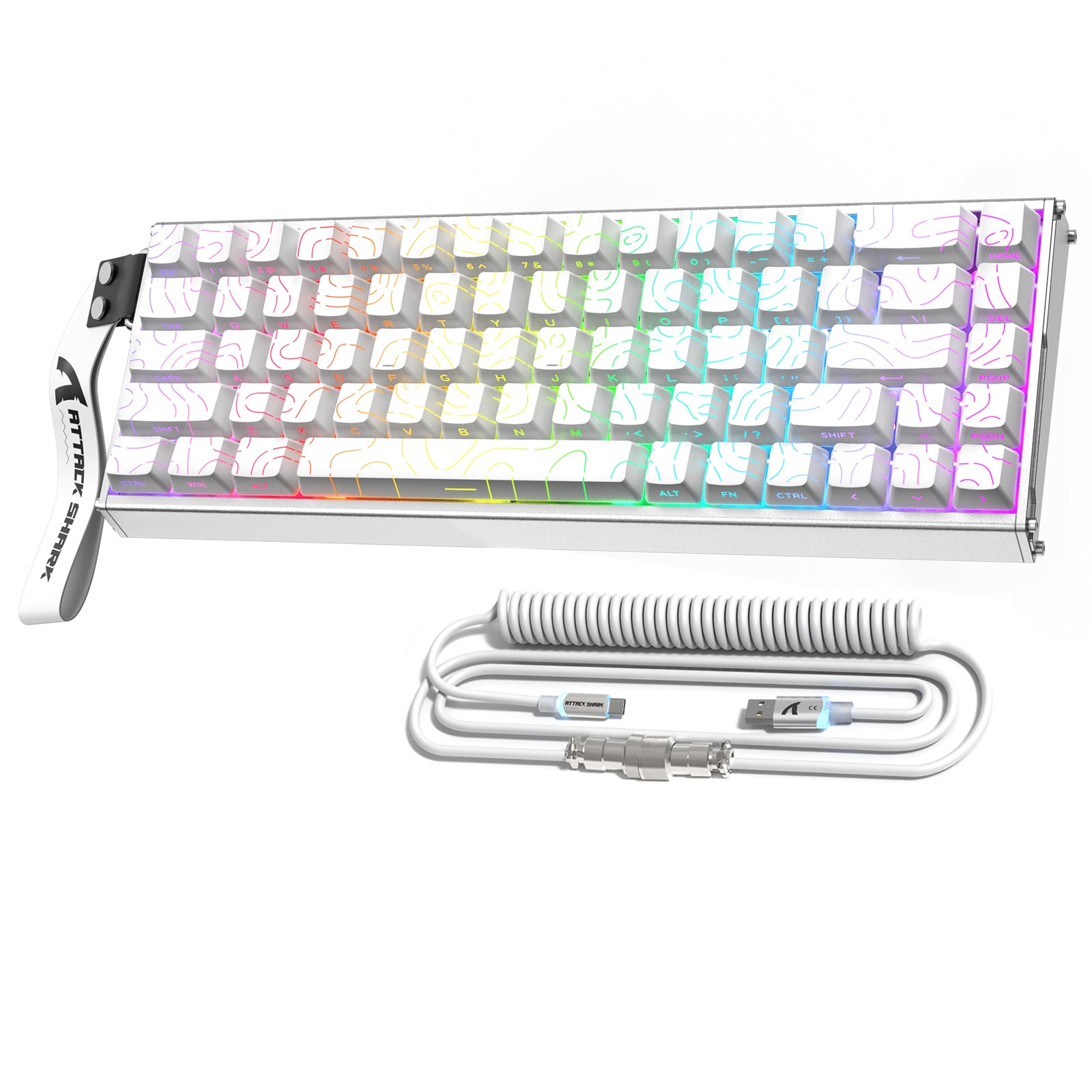 ATTACK SHARK X68MAX HE Rapid Trigger CNC Aluminum Keyboard Magnetic Switch with C01Ultra RGB Coiled Cable