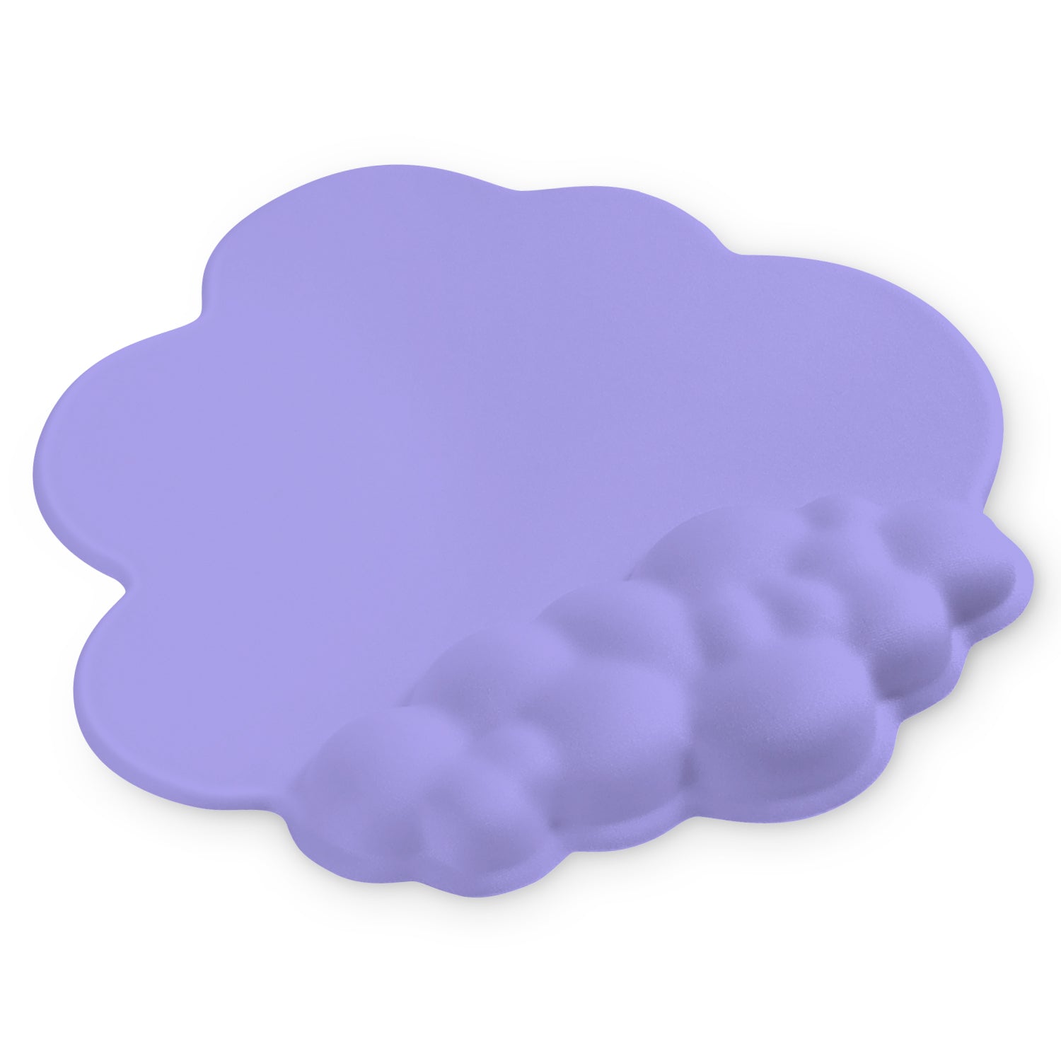 Purple cloud-shaped mouse pad with ergonomic wrist rest for gaming