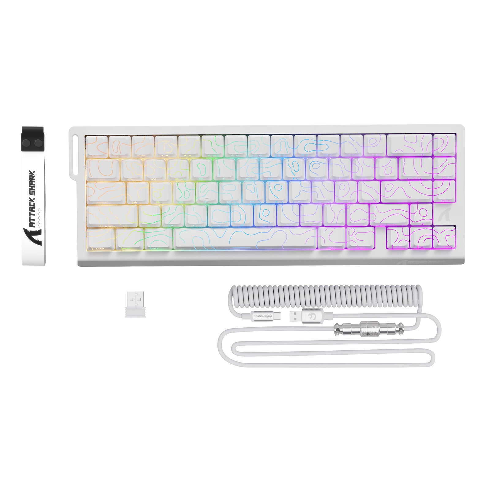 ATTACK SHARK X68PRO HE White 60% RGB Gaming Keyboard, with accessories