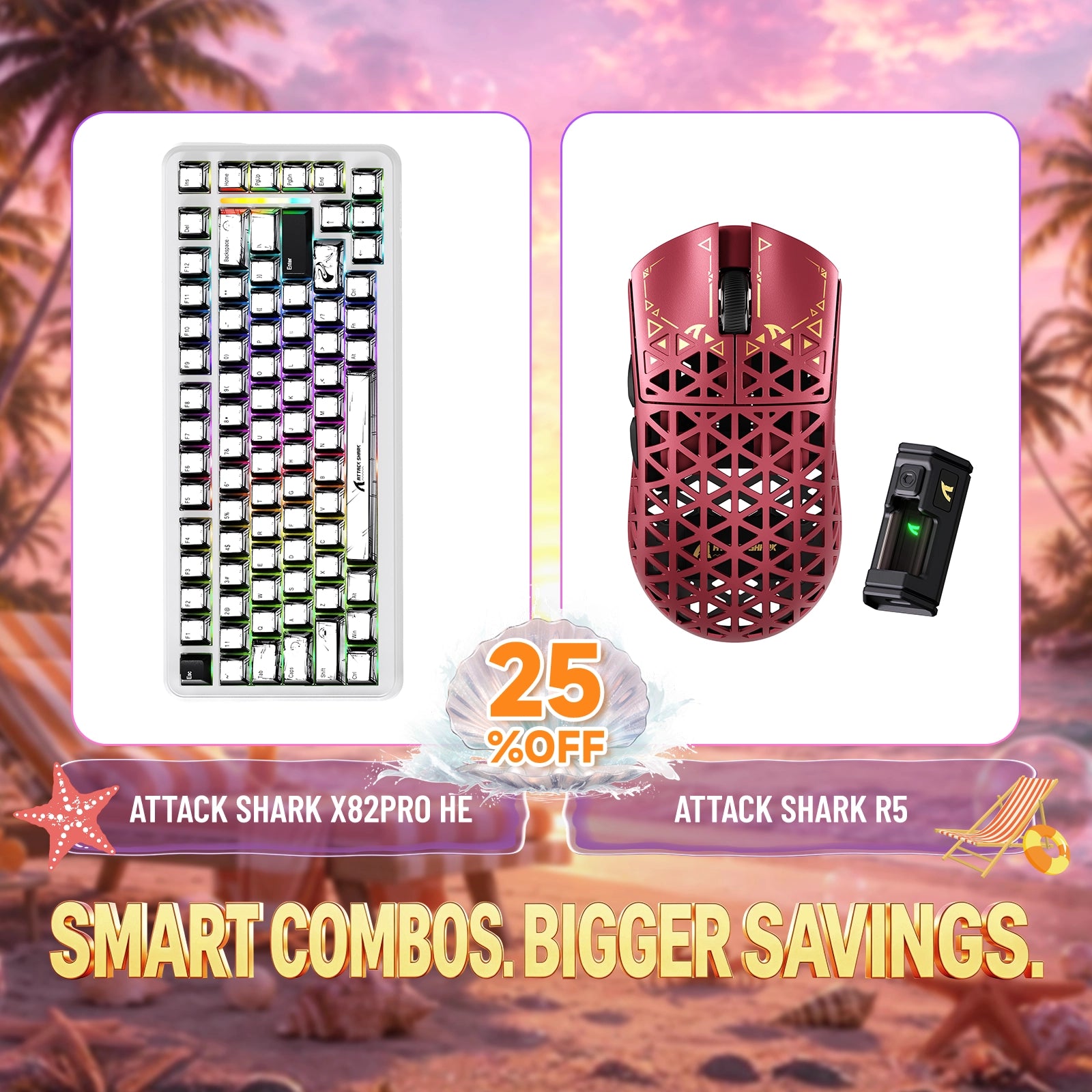 ATTACK SHARK X82PRO HE Rapid Trigger Keyboard + R5 Carbon Fiber Wireless Gaming Mouse Bundle