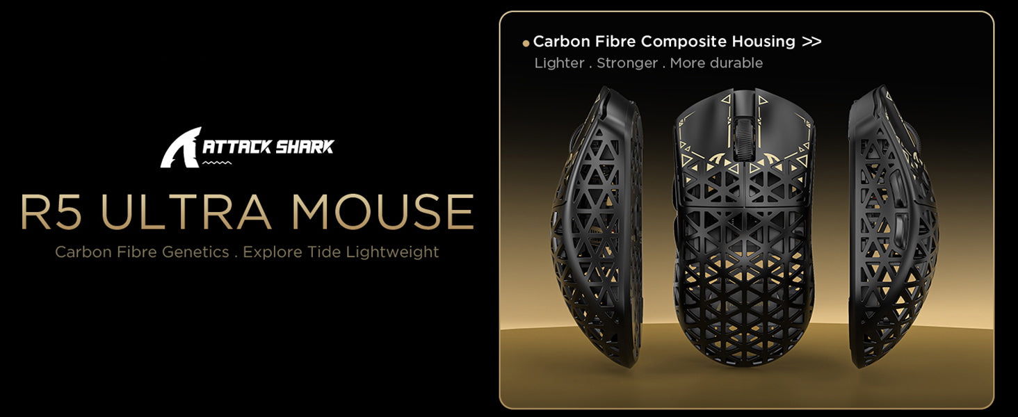 ATTACK SHARK R5 ULTRA Carbon Fiber Wireless 8K PAW3950MAX Gaming Mouse