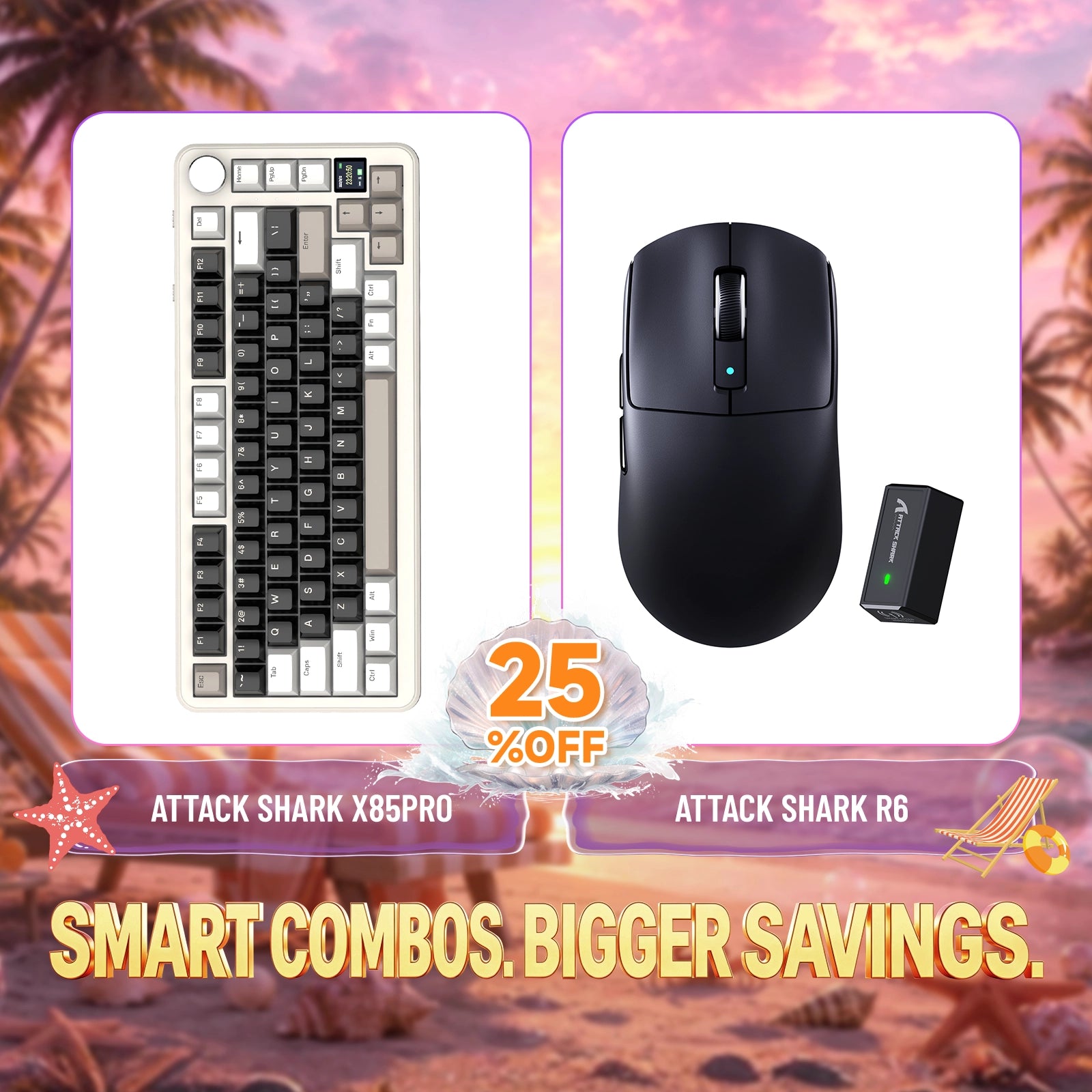 ATTACK SHARK X85PRO Tri-mode Gasket Mechanical Keyboard + R6 Wireless Gaming Mouse Bundle