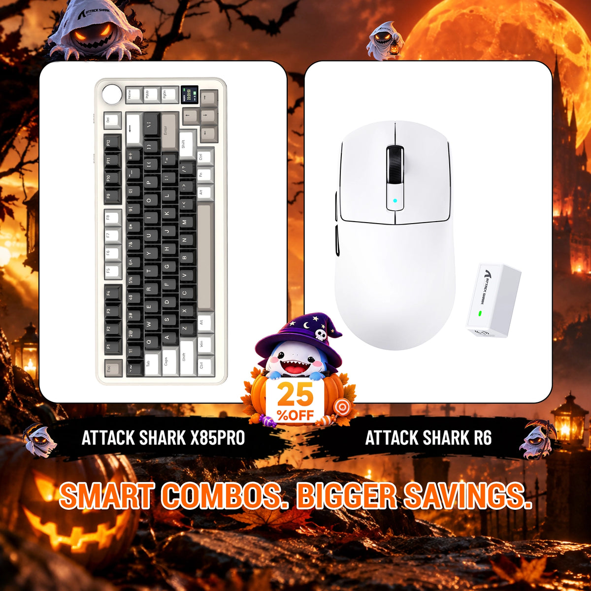 ATTACK SHARK X85 PRO Tri-mode Gasket Mechanical Keyboard + R6 Wireless Gaming Mouse Bundle