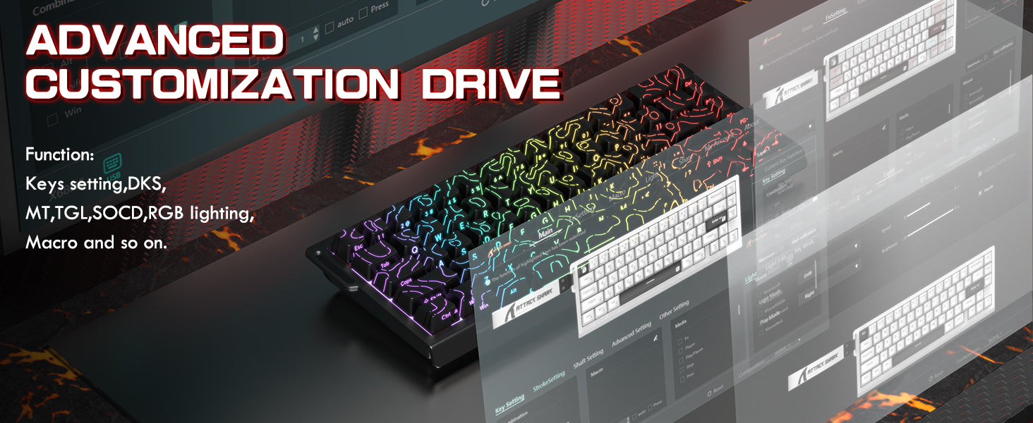 ATTACK SHARK X68PRO HE Wireless Rapid Trigger Keyboard With Coiled Cable