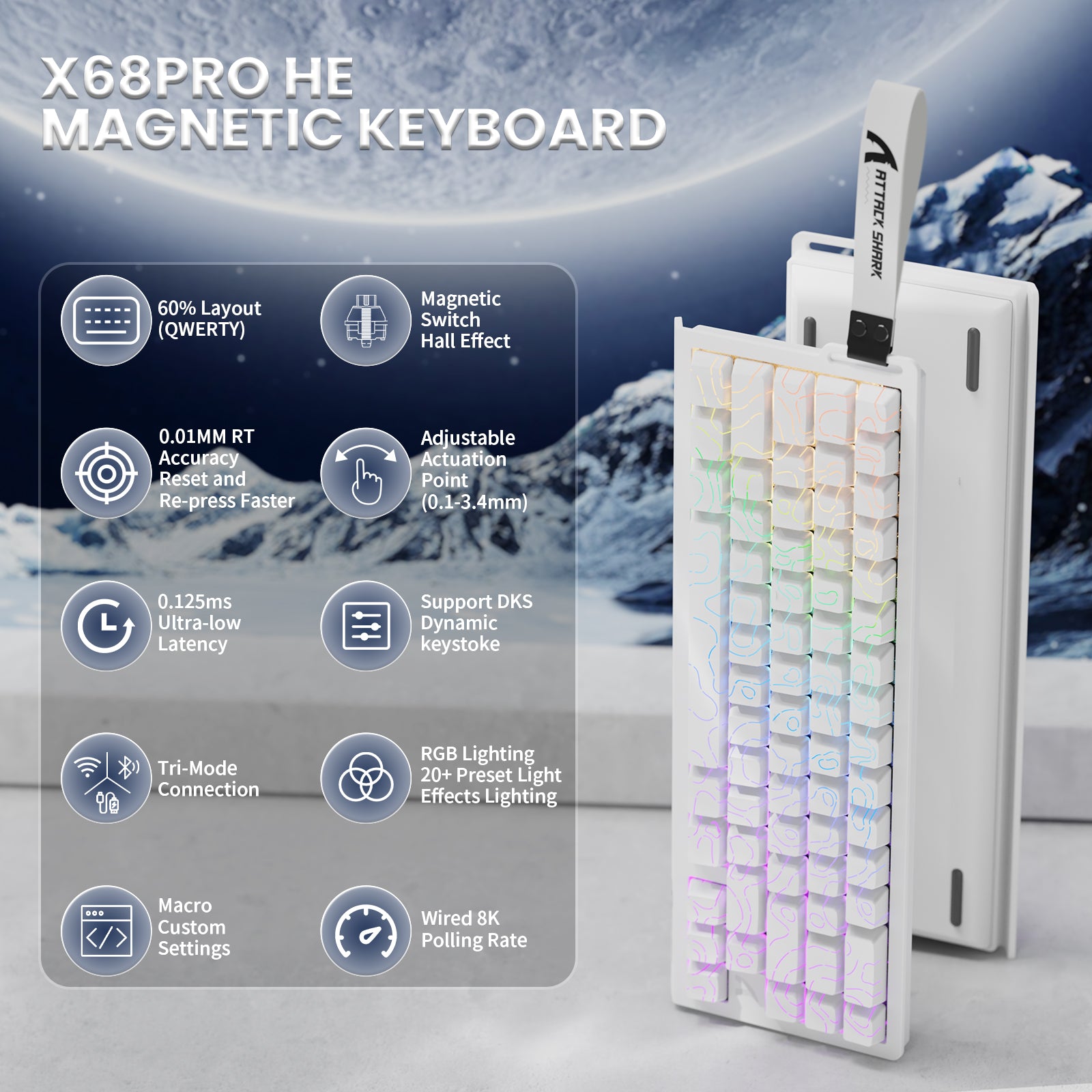 ATTACK SHARK X68PRO HE gaming keyboard features and specifications