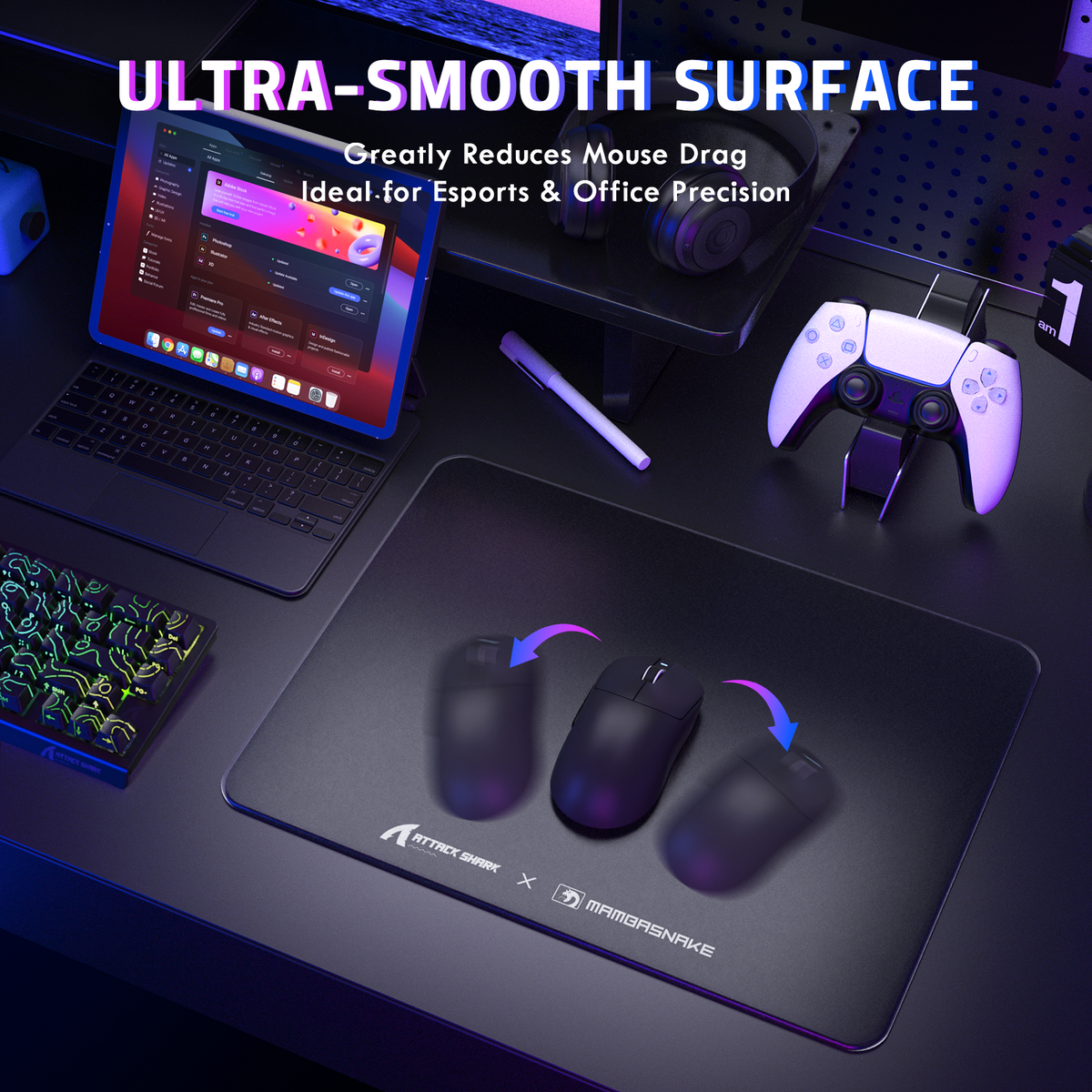 ATTACK SHARK CM05 Tempered Glass Gaming Mouse Pad