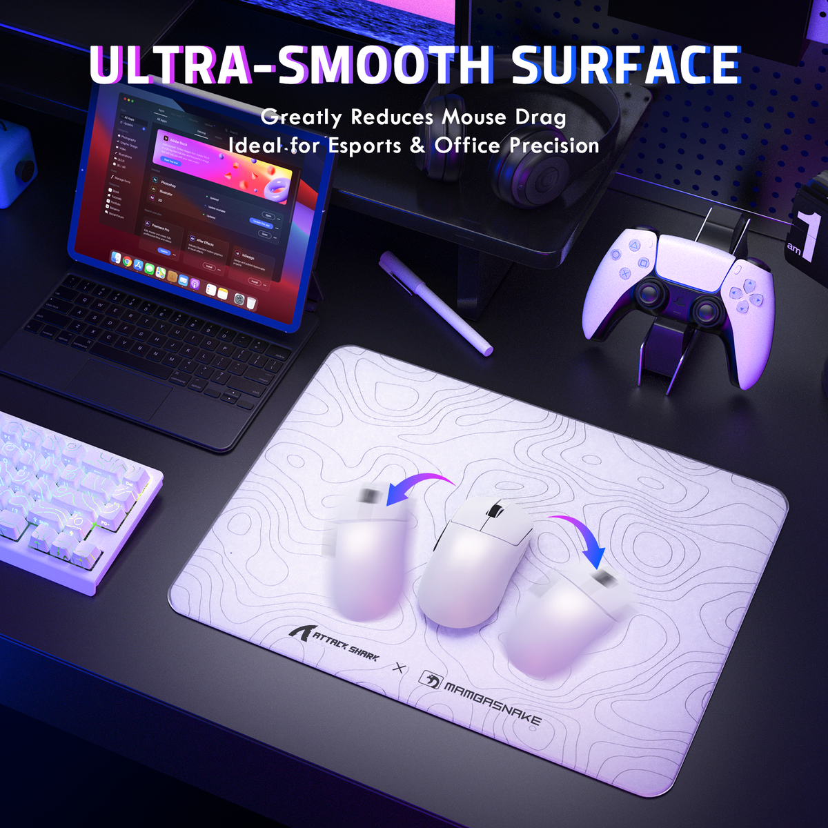 ATTACK SHARK CM05 Tempered Glass Gaming Mouse Pad